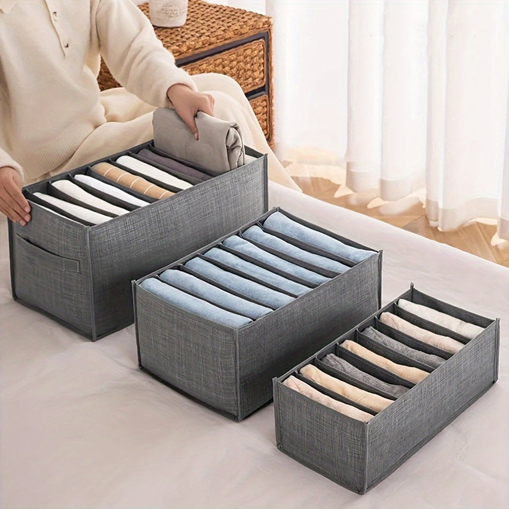 Fabric Clothes Organizer Set with 7/9 Grid Dividers for Closet Storage and Space Saving