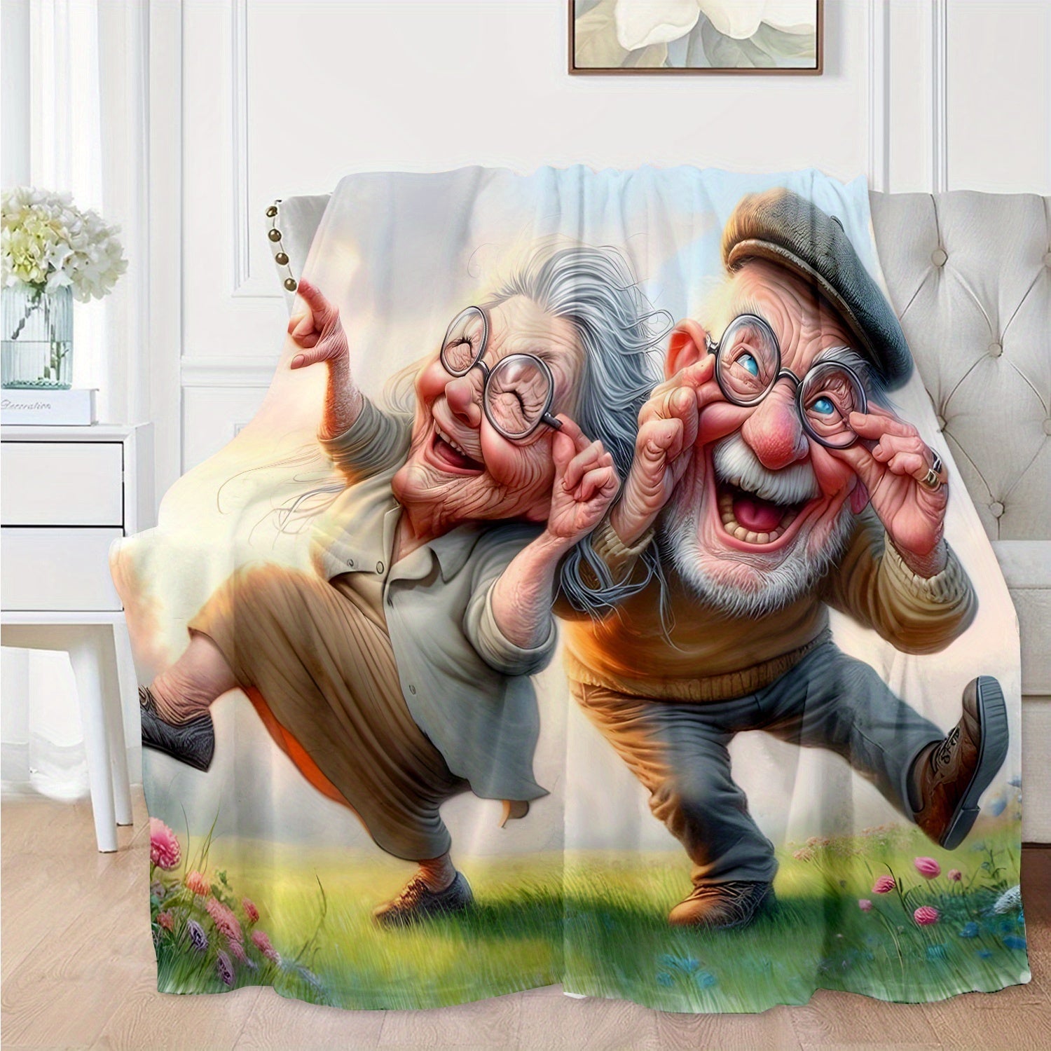 Grandparents Throw Blanket Flannel Snuggle Decor Gift