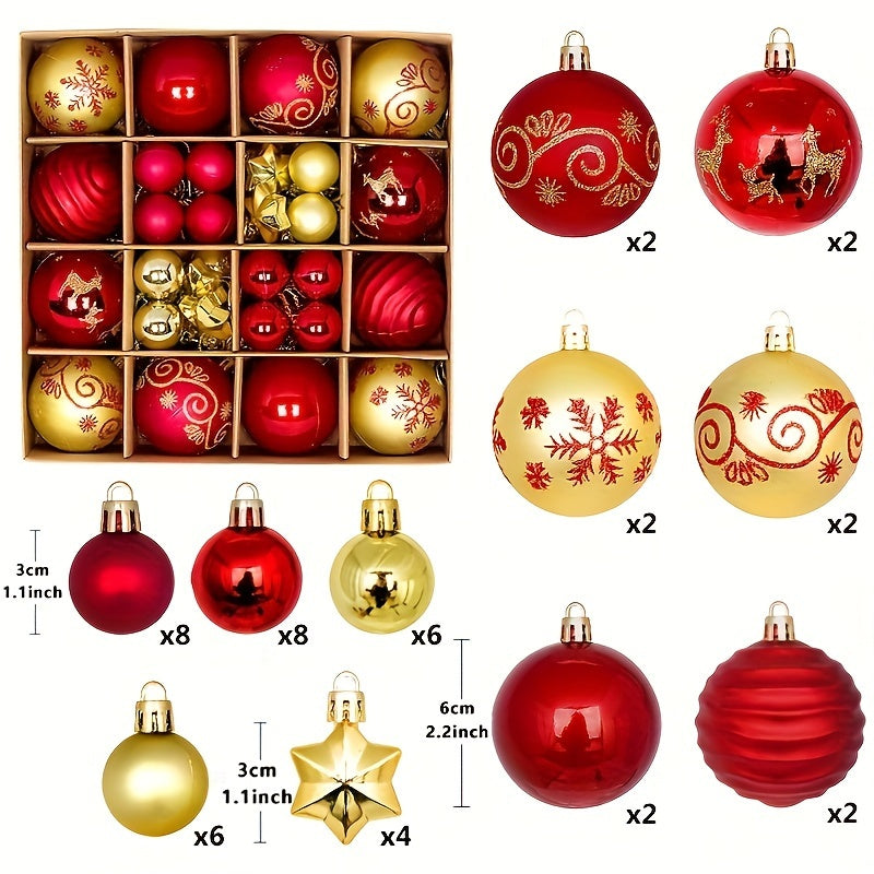 44 bolas decorativas para árbol de Navidad para decorar fiestas, bodas y regalos