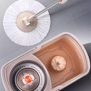 Spin Mop and Bucket Set with Stainless Steel Handle and Hands-Free Wring