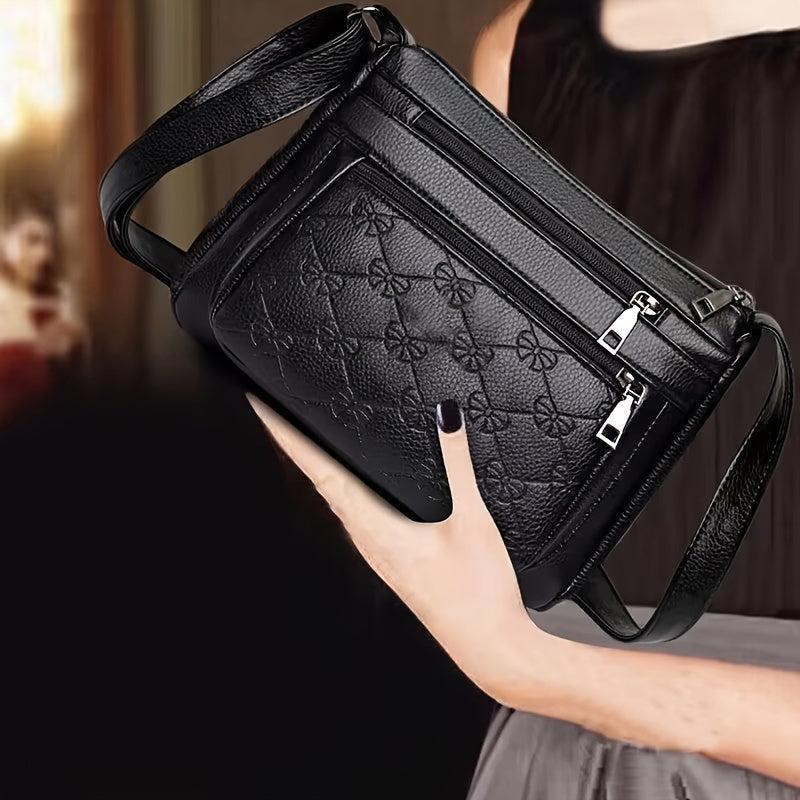 Bolso cruzado cuadrado resistente al agua para mujer negra, ligero, con correa ajustable para oficina y salidas