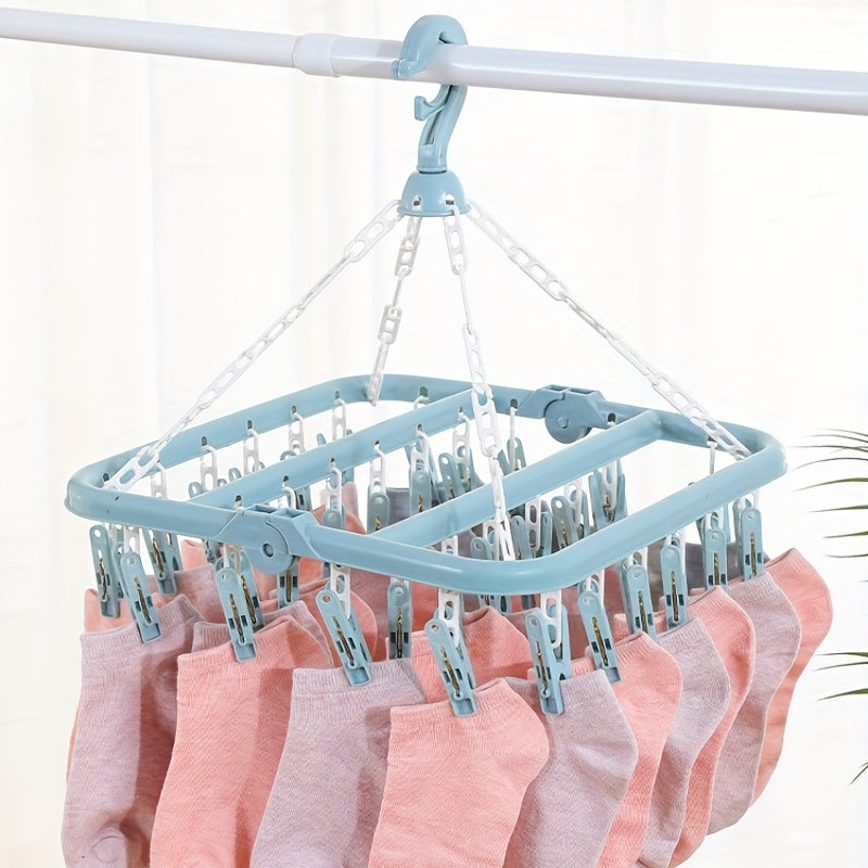 32 Clips Folding Drying Rack for Baby Toddler Accessories and Towels