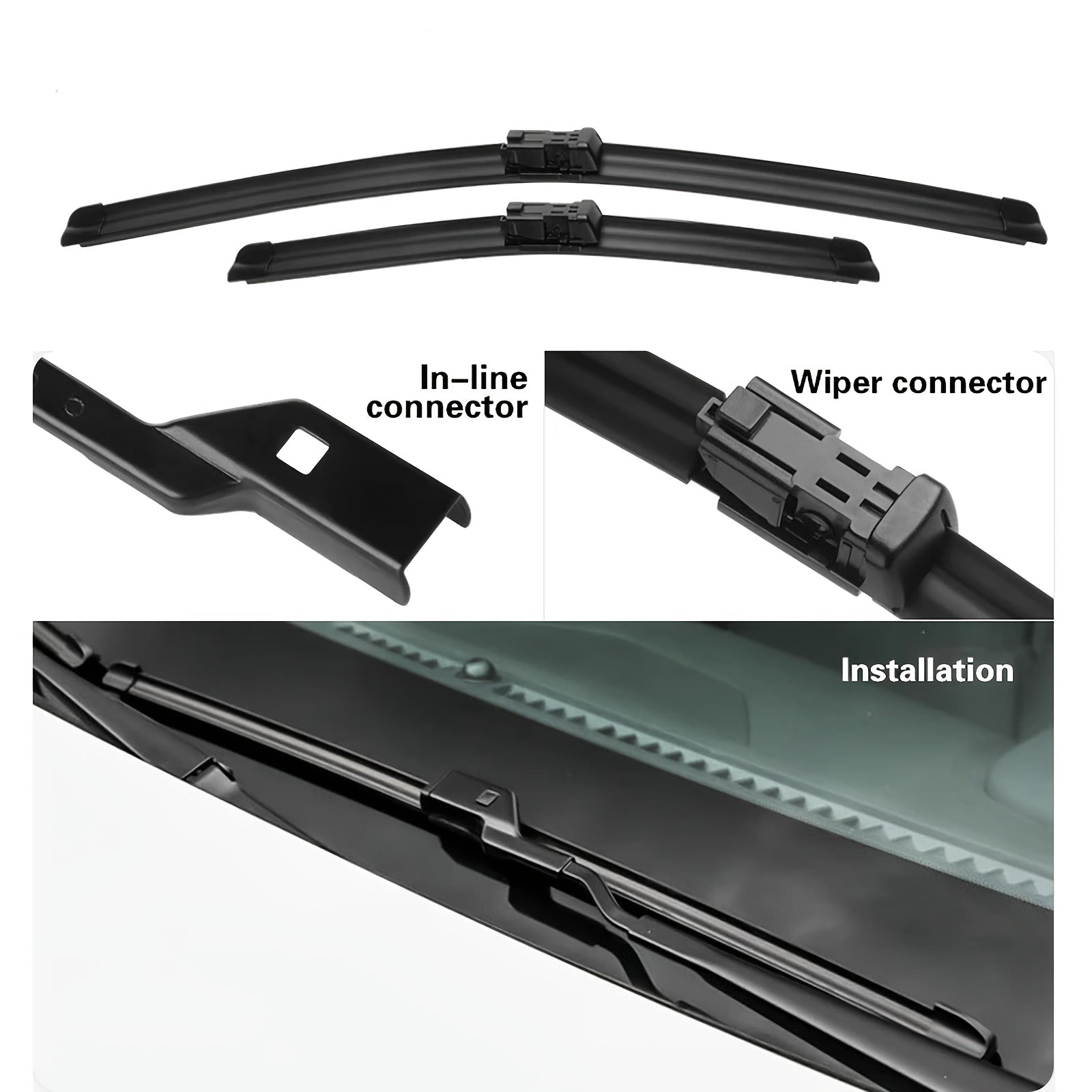 Universal Windshield Wiper Blades - Durable Rubber, Easy Install, Set of 3