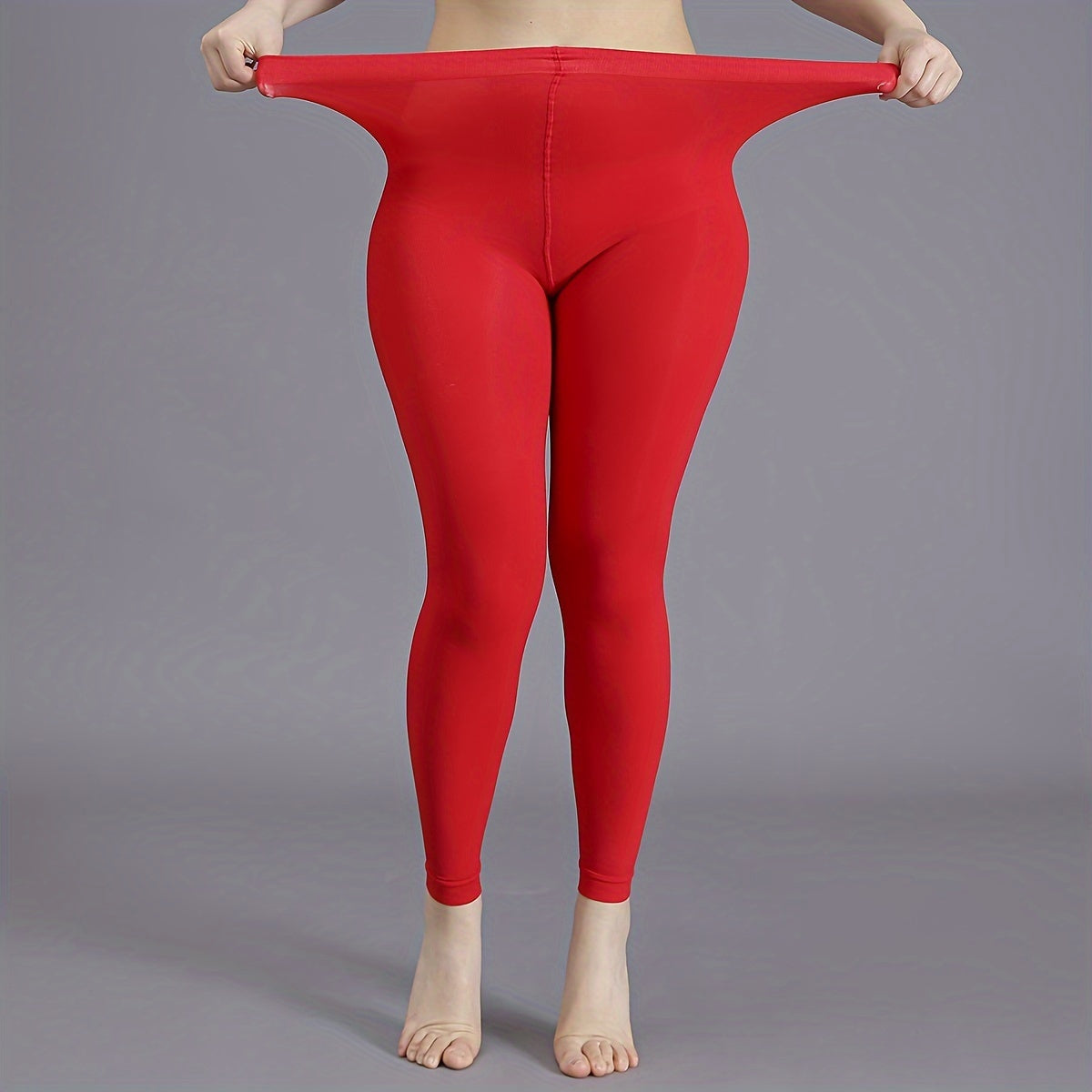 Women's Black High-Waist Opaque Tights Plus Size Footless Pantyhose Nylon Spandex