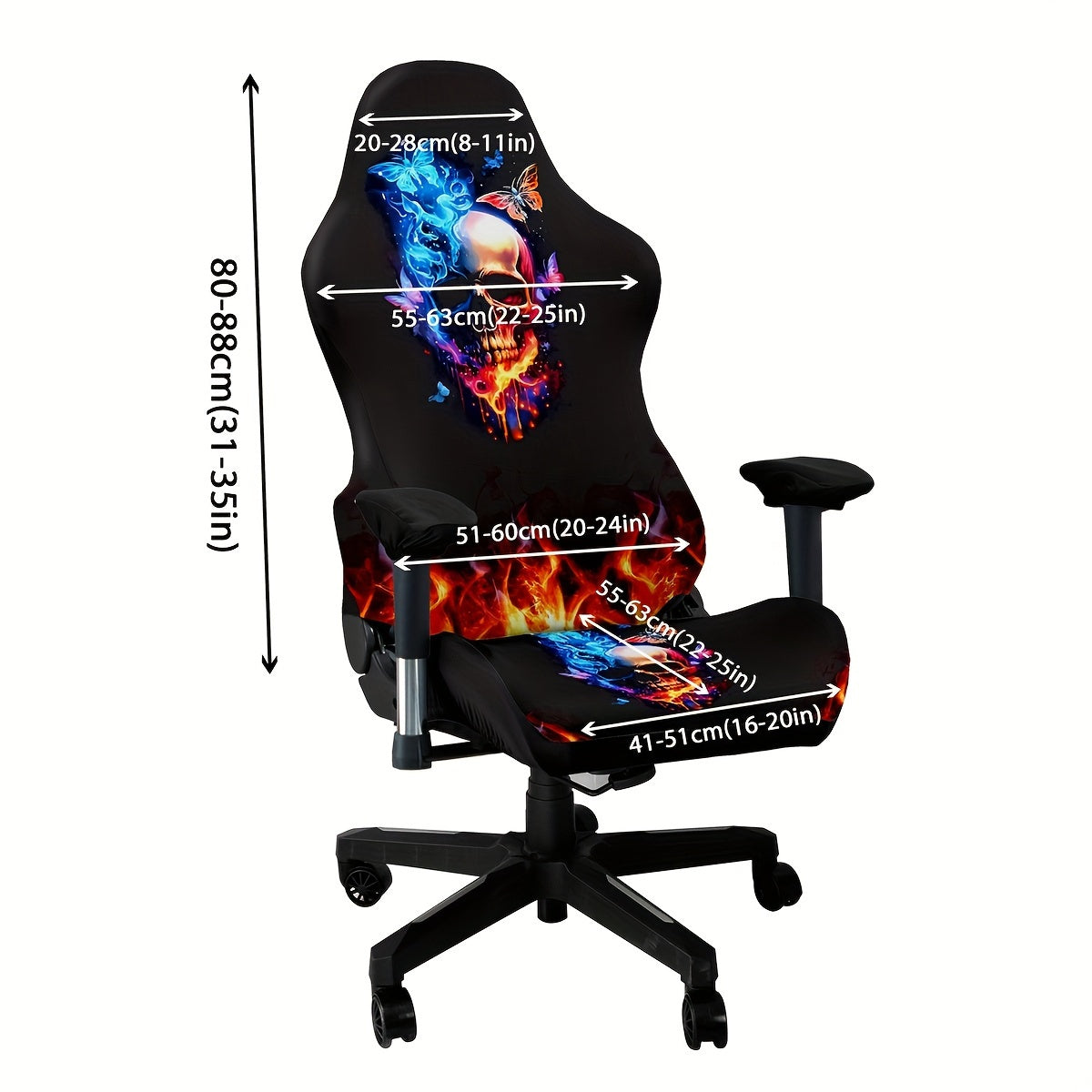 Stretchable Gaming Chair Cover with Eclectic Skull Digital Print Made of Milk Fiber Fabric