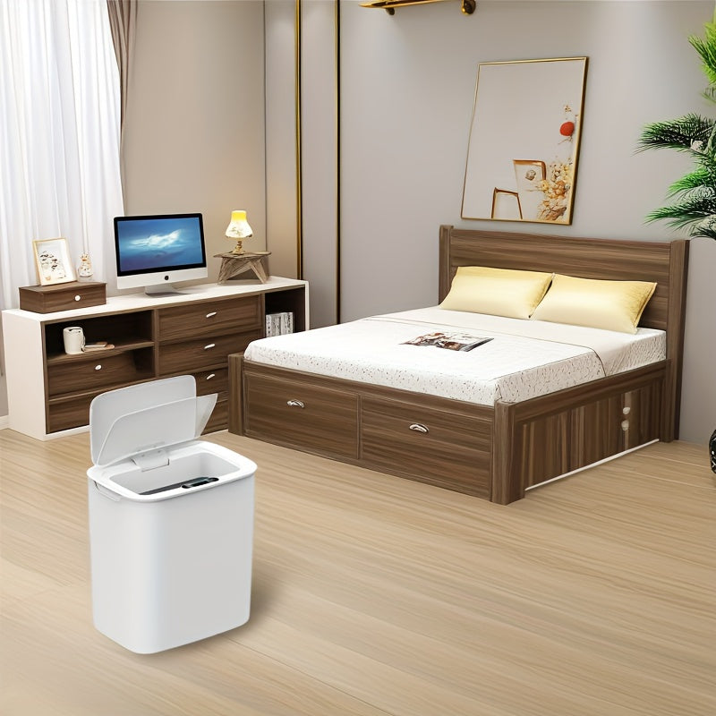 3.7-Gallon aqlli axlat qutisi, USB zaryadlash, avtomatik qopqoq, harakat sensori, oq