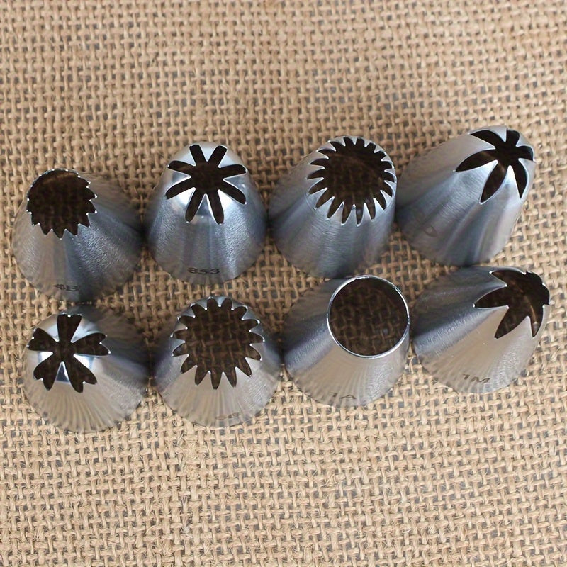 Набор из 8 насадок среднего размера из нержавеющей стали для украшения тортов, кексов, печенья и многого другого - высококачественные инструменты для выпечки, изготовленные из пищевых материалов