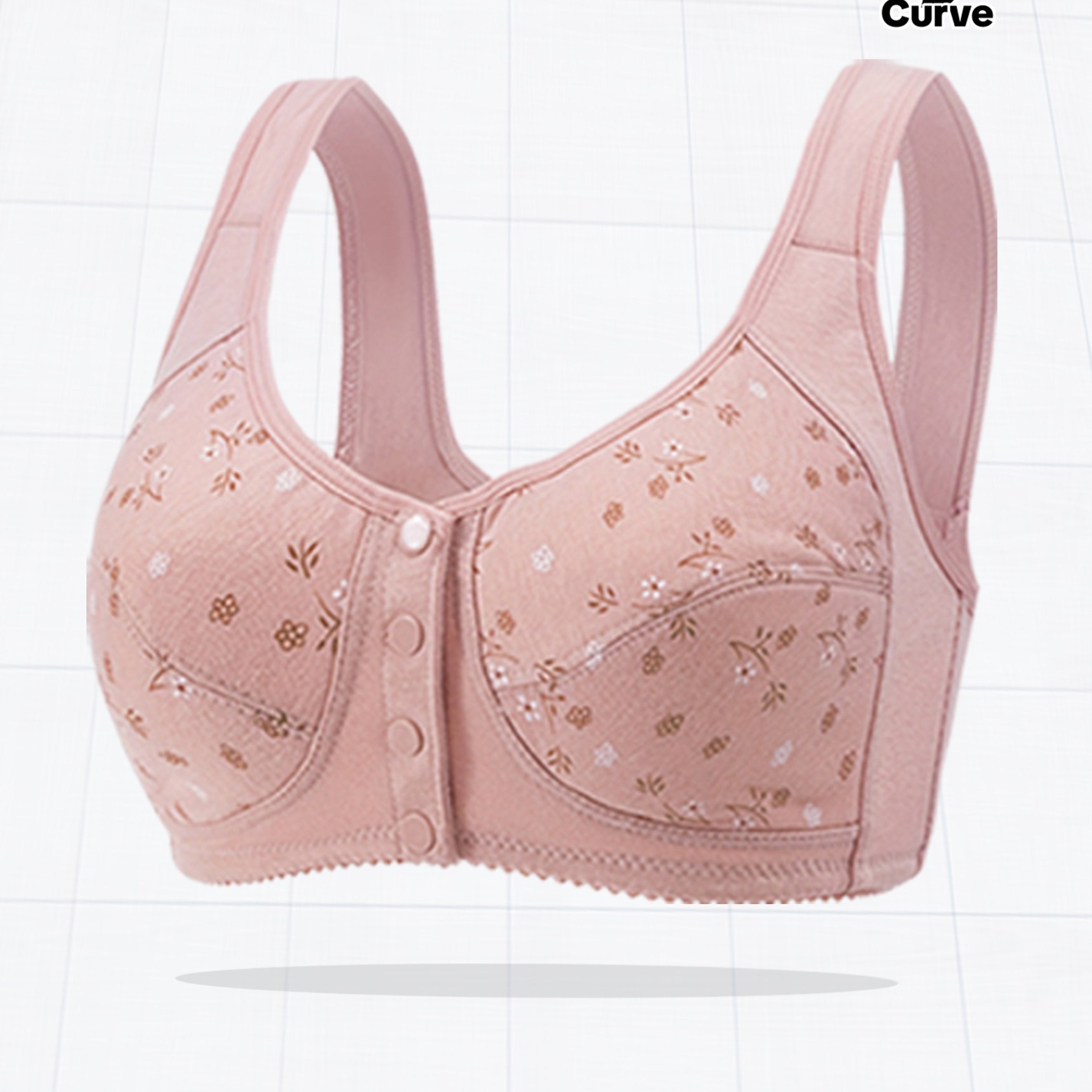 Plus Size Printed Front Button Sports Bra for Women Yoga Exercise Wear