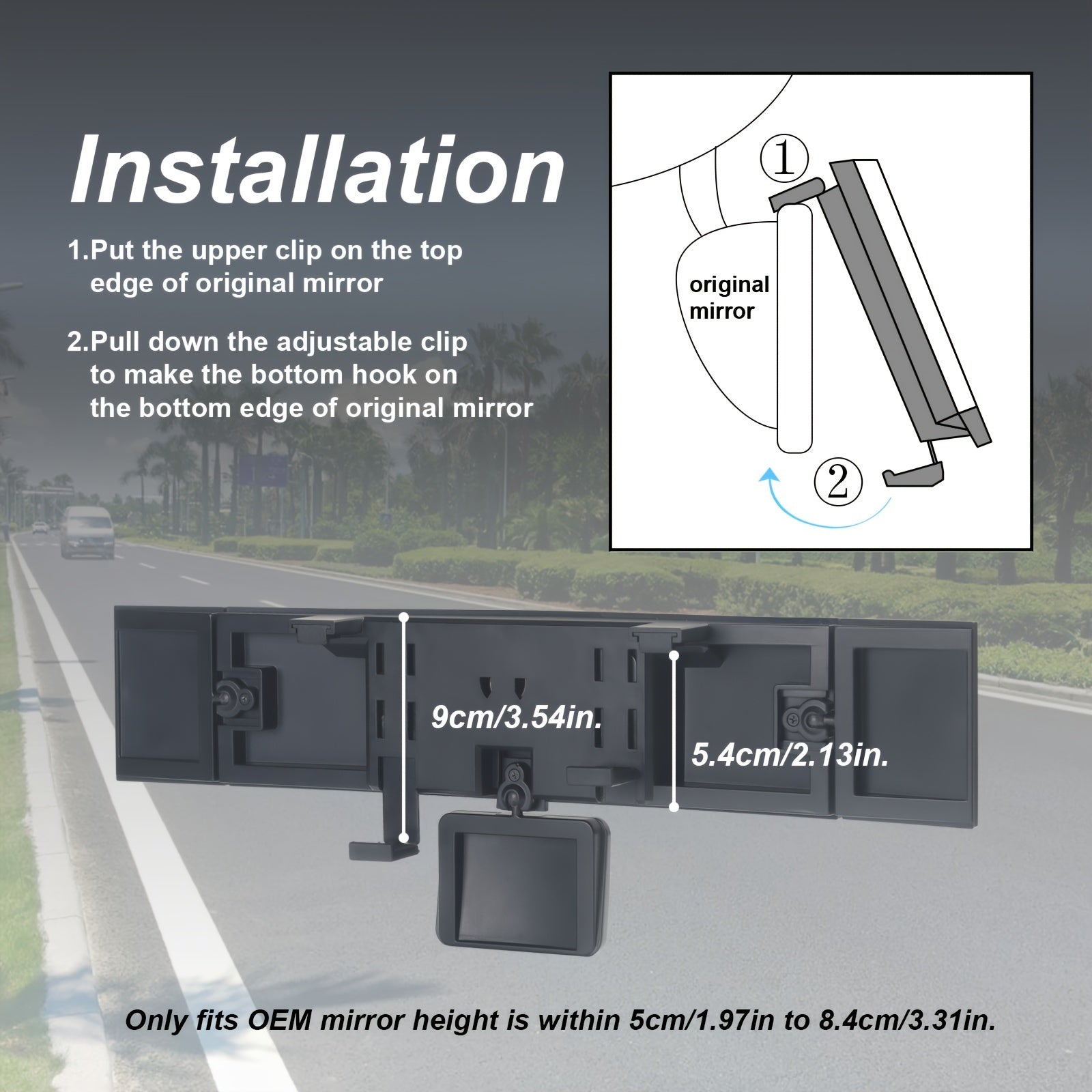 Universal Foldable Car Mirror Widening Field of View Adjustable Quadruple Folding