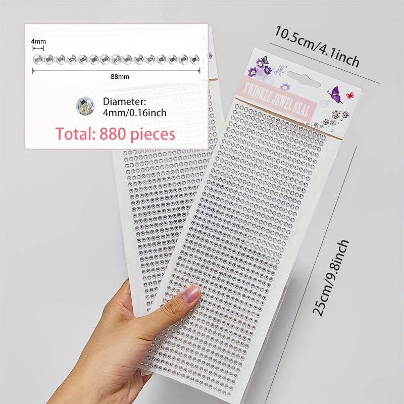 Artificial Crystal Rhinestone Decal for Car Mobile PC 880 Pieces 3mm