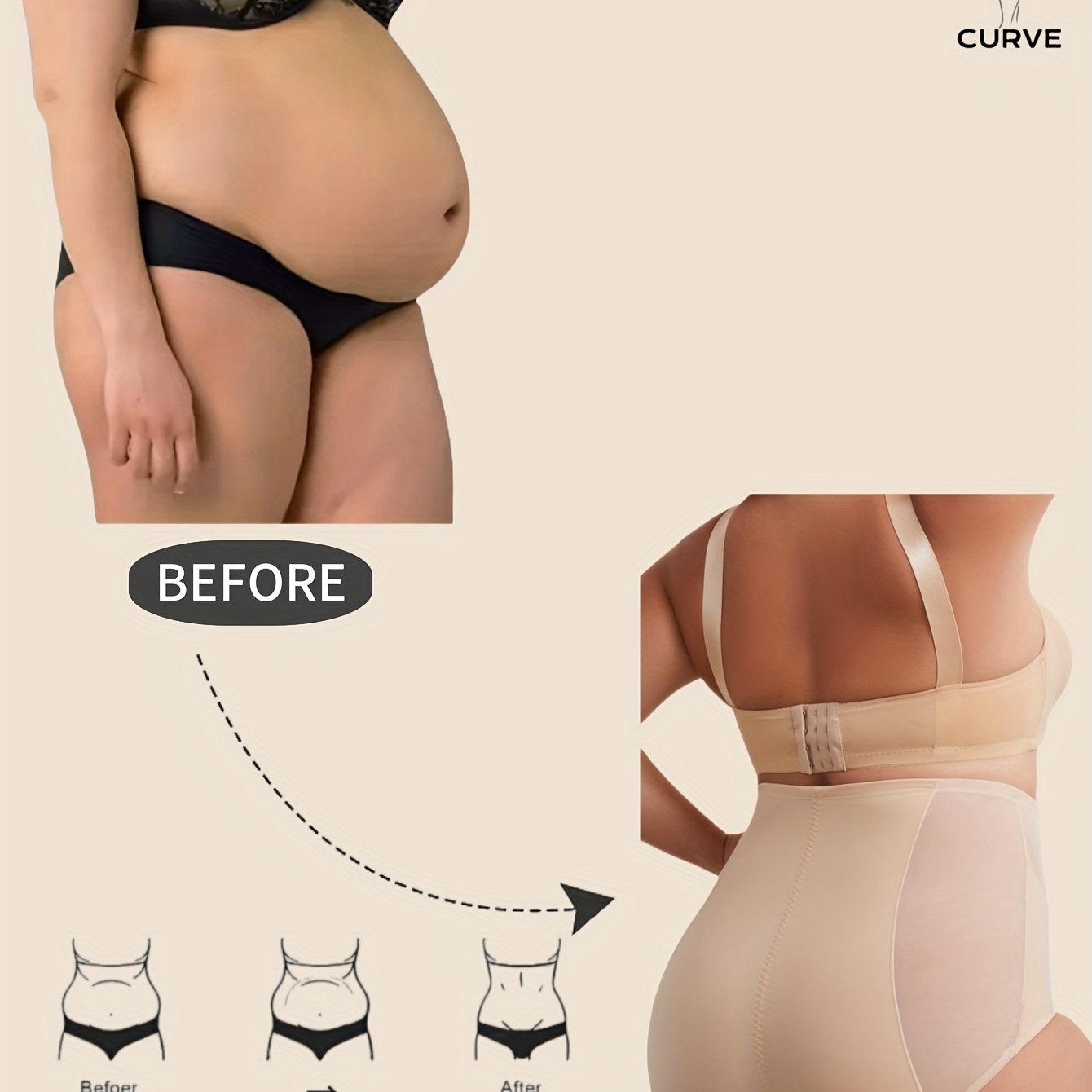 Women's Plus Size High Waist Tummy Tights Breathable Mesh Body Shaping