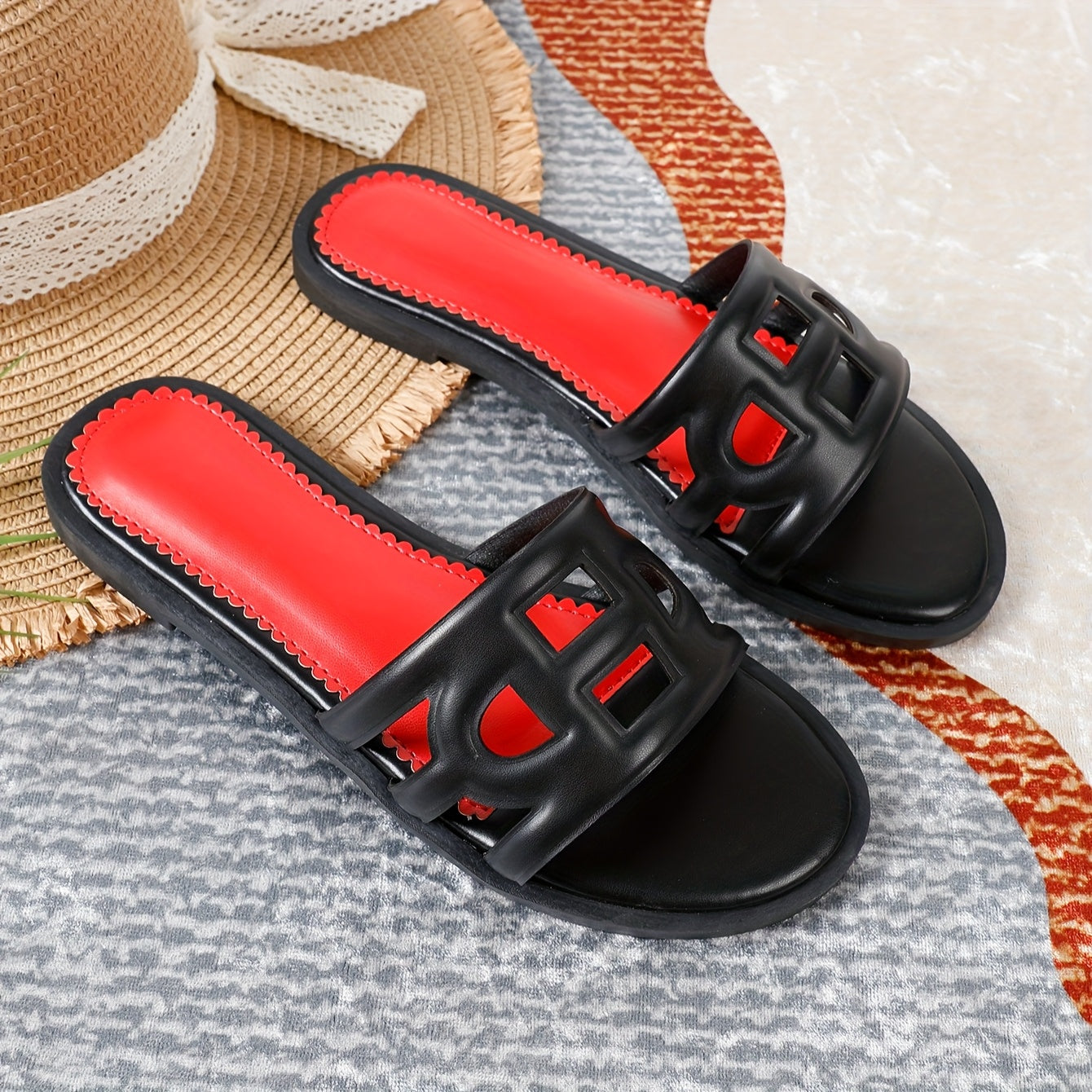 Women's Slip-On Round-Toe Flat Shoes Lightweight Comfortable Embossed Laser Designs