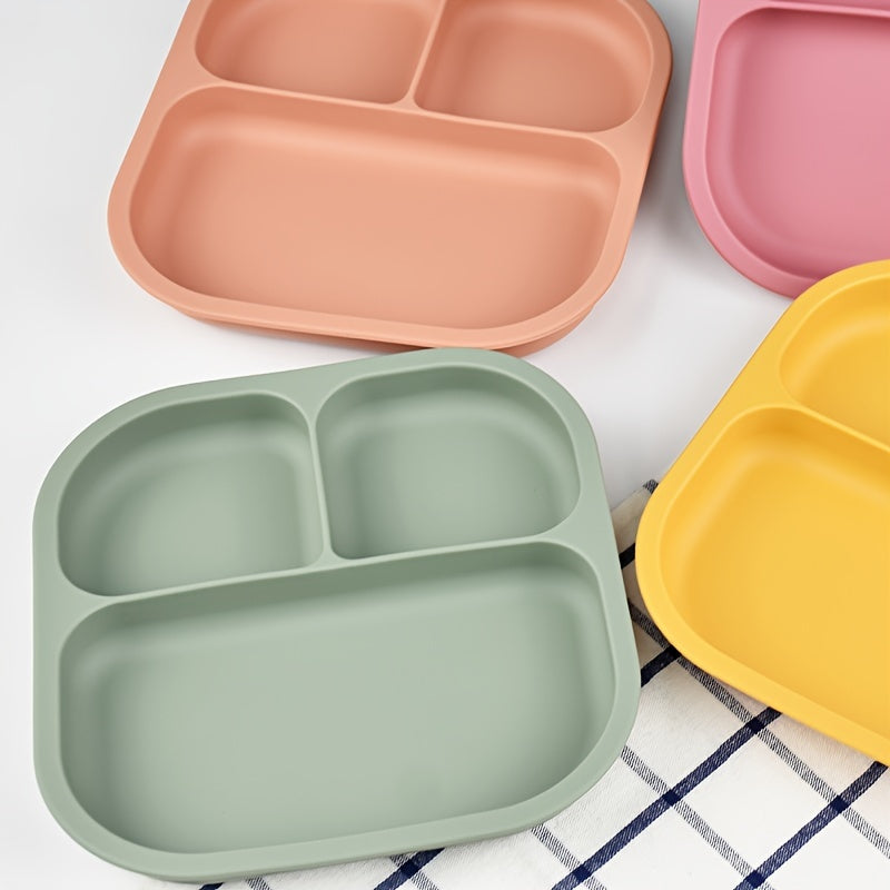 Bandeja de comida para bebé de silicona con 4 compartimentos, libre de BPA, antideslizante para edades de 0 a 3 años