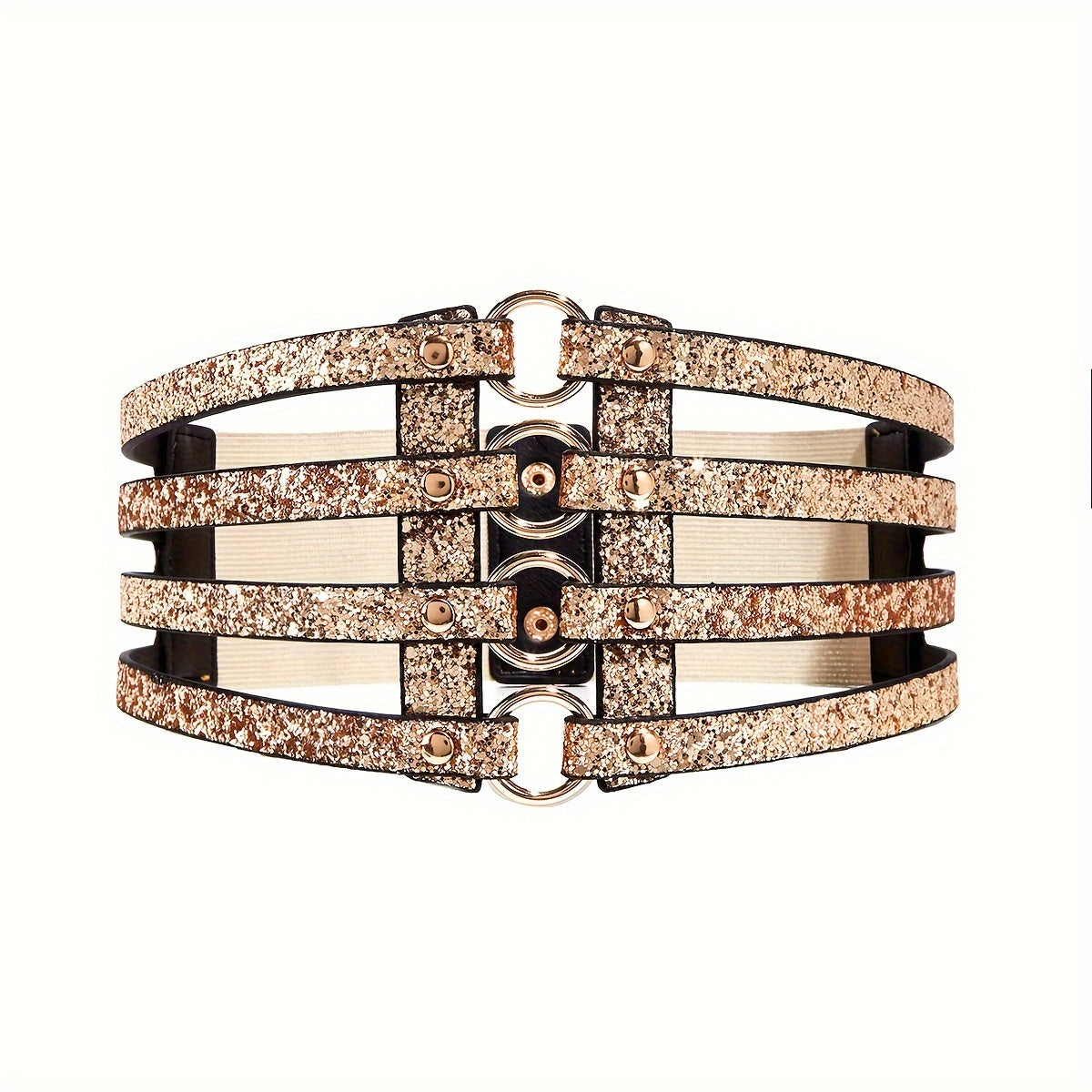 Women's Gold Stretch Belt for Dresses and Parties Waist Enhancing Accessory