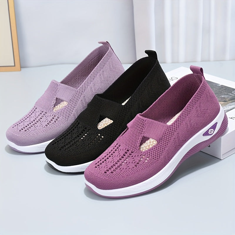 Ladies Hollow Breathable Sports Shoes Casual Lightweight Flat Walking Shoes