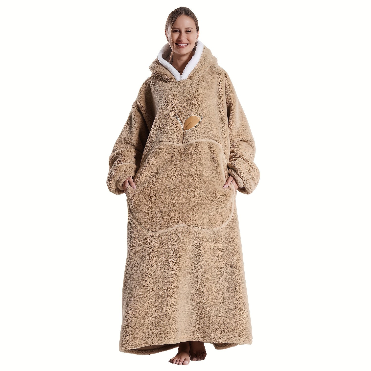 [Reliable] Super-Yumshoq Katta O'lchamdagi Xuddi Blanketi - Katta Cho'ntaklari Bilan Erkaklar Va Ayollar Uchun Qo'lga Olingan Uzun Sweatshirt, Qulay Qizil Rang