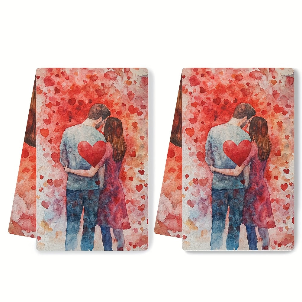 Set of 2 Ultra Soft Kitchen Towels 16x24 Inches Highly Absorbent Dish Hand Towels