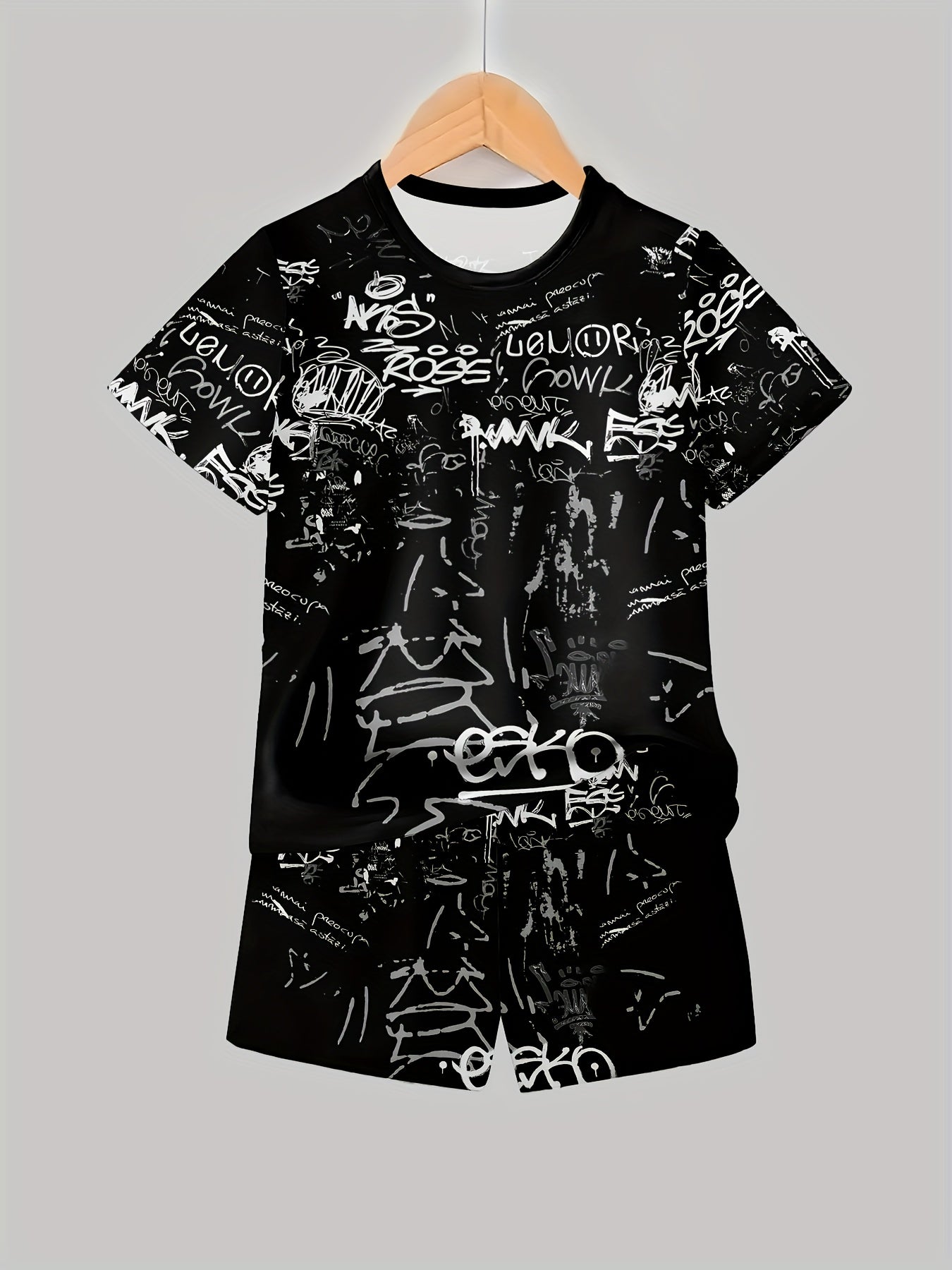 Kids' Boys 3D Printed T-Shirt and Shorts Set Casual Polyester Knit Spring Summer