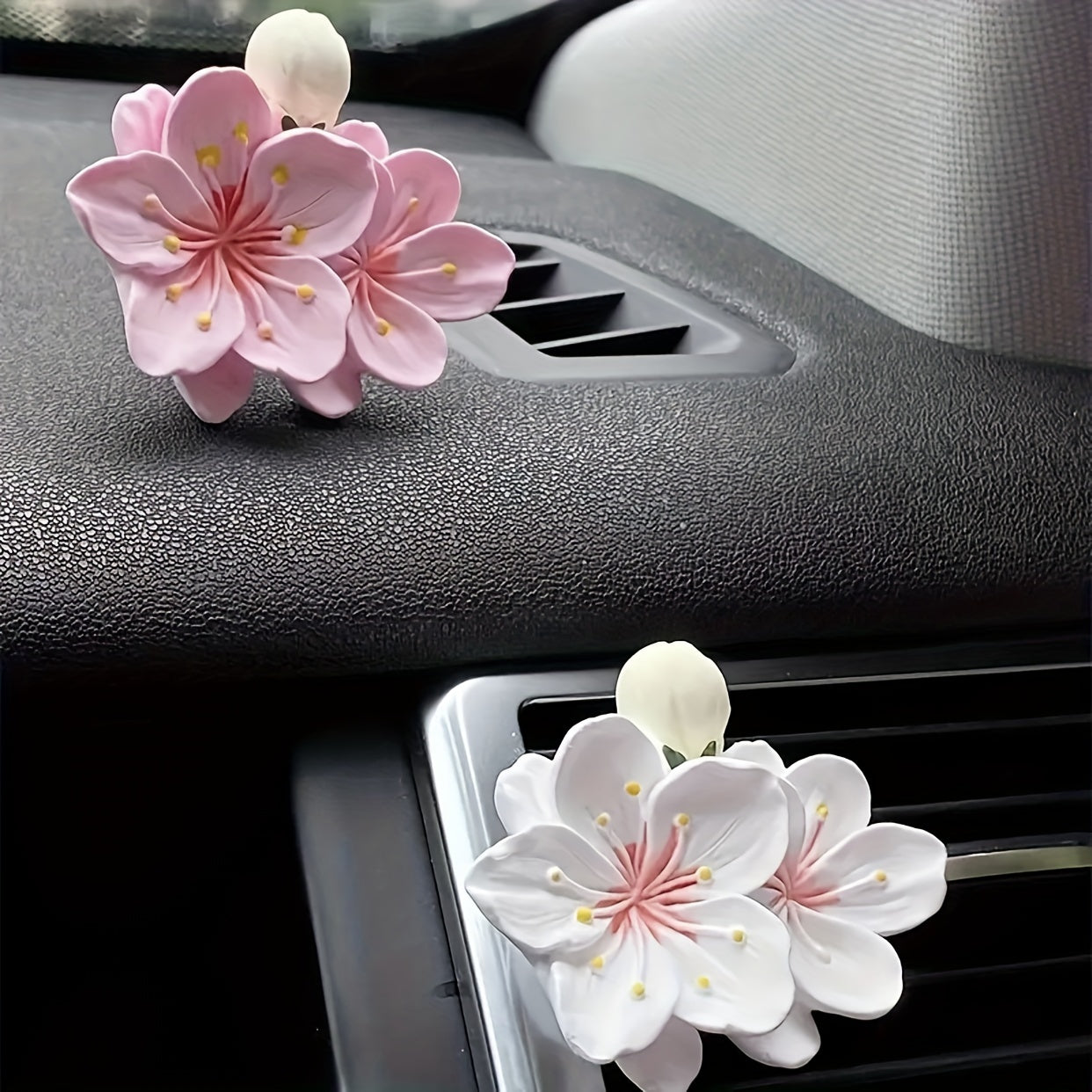 Conjunto de ambientadores para coche con aroma floral, diseño de peonía, clip de ventilación para interior del coche