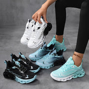 Women's Mesh Sneakers White Black Low-Top Running Casual Shoes