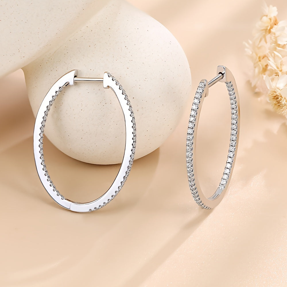 Sterling Silver Moissanite Huggie Hoop Earrings December Birthstone Jewelry