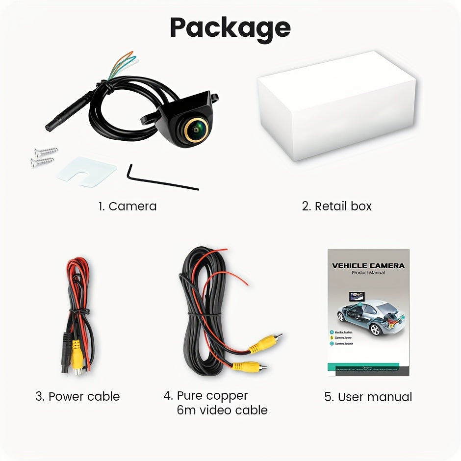 AHD 1080P orqa ko'rish kamerasi, 170° Fisheye keng burchakli, kechqurun ko'rish, universal haydash pozitsiyasi