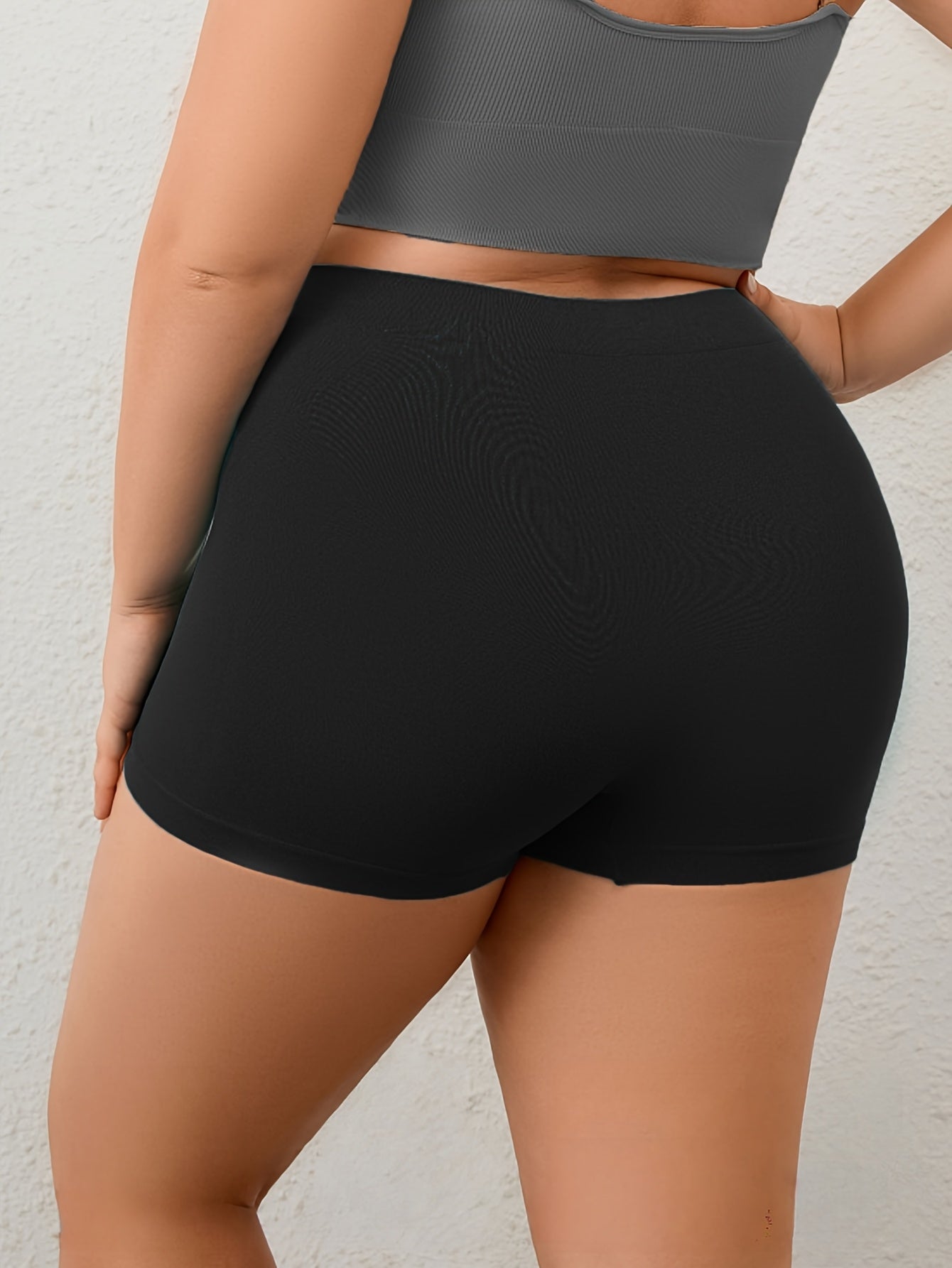 Plus Size High-Waist Seamless Briefs Soft Stretchy Durable Underwear for Yoga Sleep Black Blue