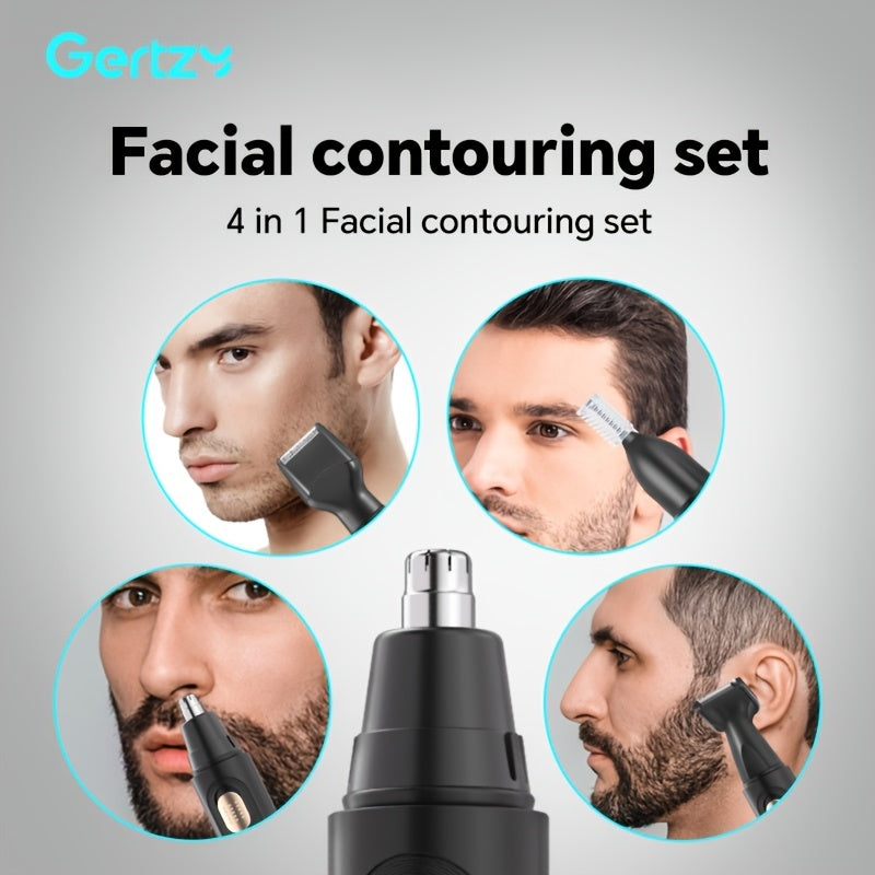 Set de belleza profesional 4 en 1: recortadora de nariz, orejas, vello facial, barba y cejas, recargable por USB