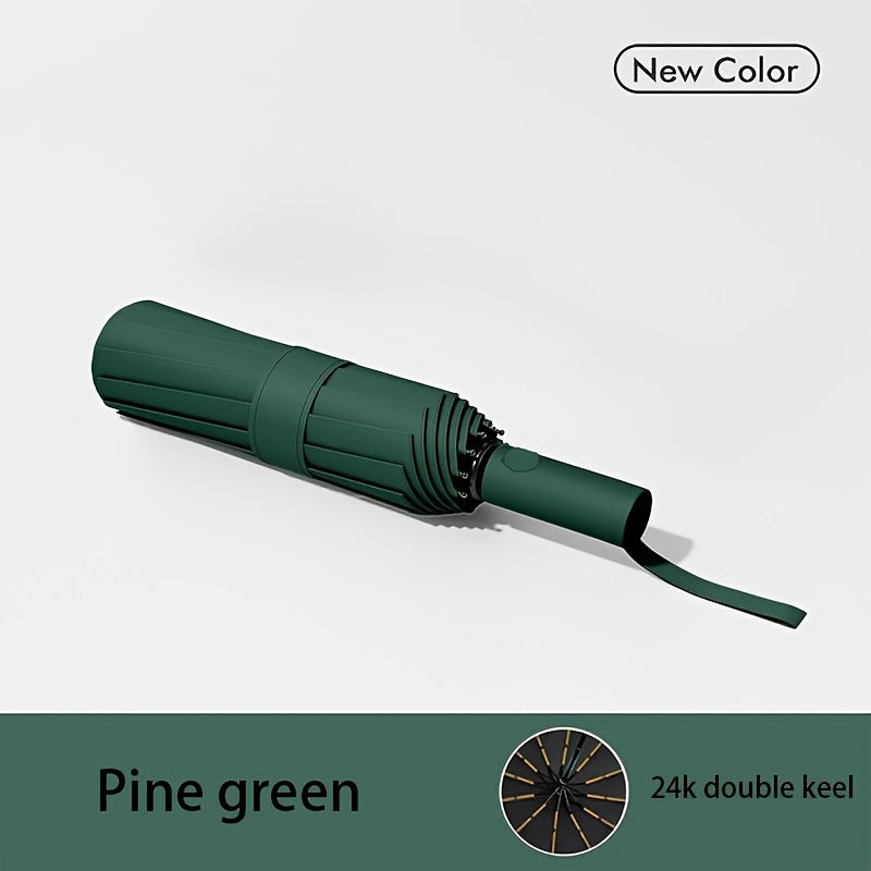 Unisex Automatic Umbrella with 24 Reinforced Ribs Foldable Portable for Rain and Sun