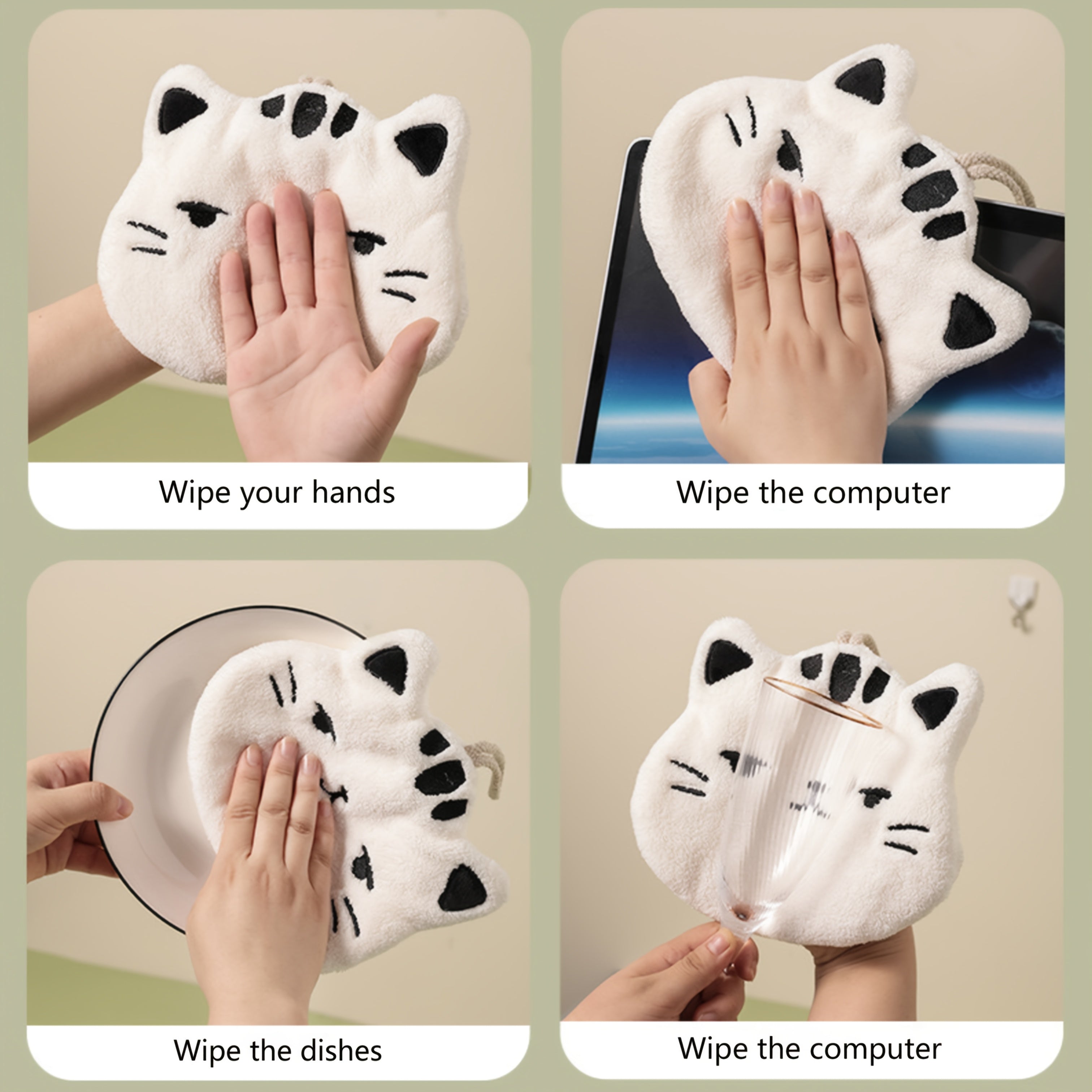 Cat-Themed Hand Towel for Bathroom and Kitchen Absorbent Cozy Cloth