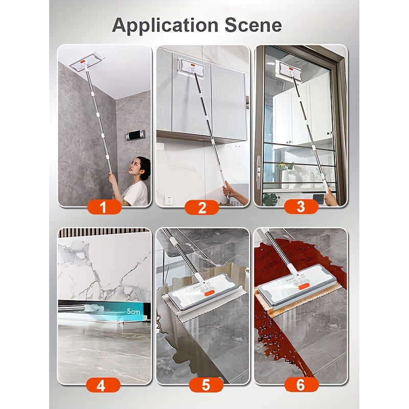 Katta mikrotozalovchi mopu, polni tozalash uchun ideal, 25.91 sm kenglikdagi tekis mop, nam va quruq tozalash uchun mos, yog'och, laminat, plitka va keramika pollari uchun mukammal.