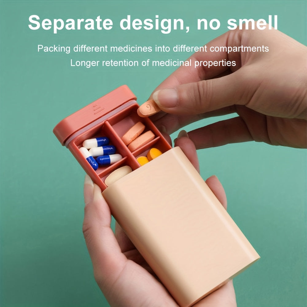 Universal Compact 6-Day Pill Organizer in Beige Gray Green Portable Travel