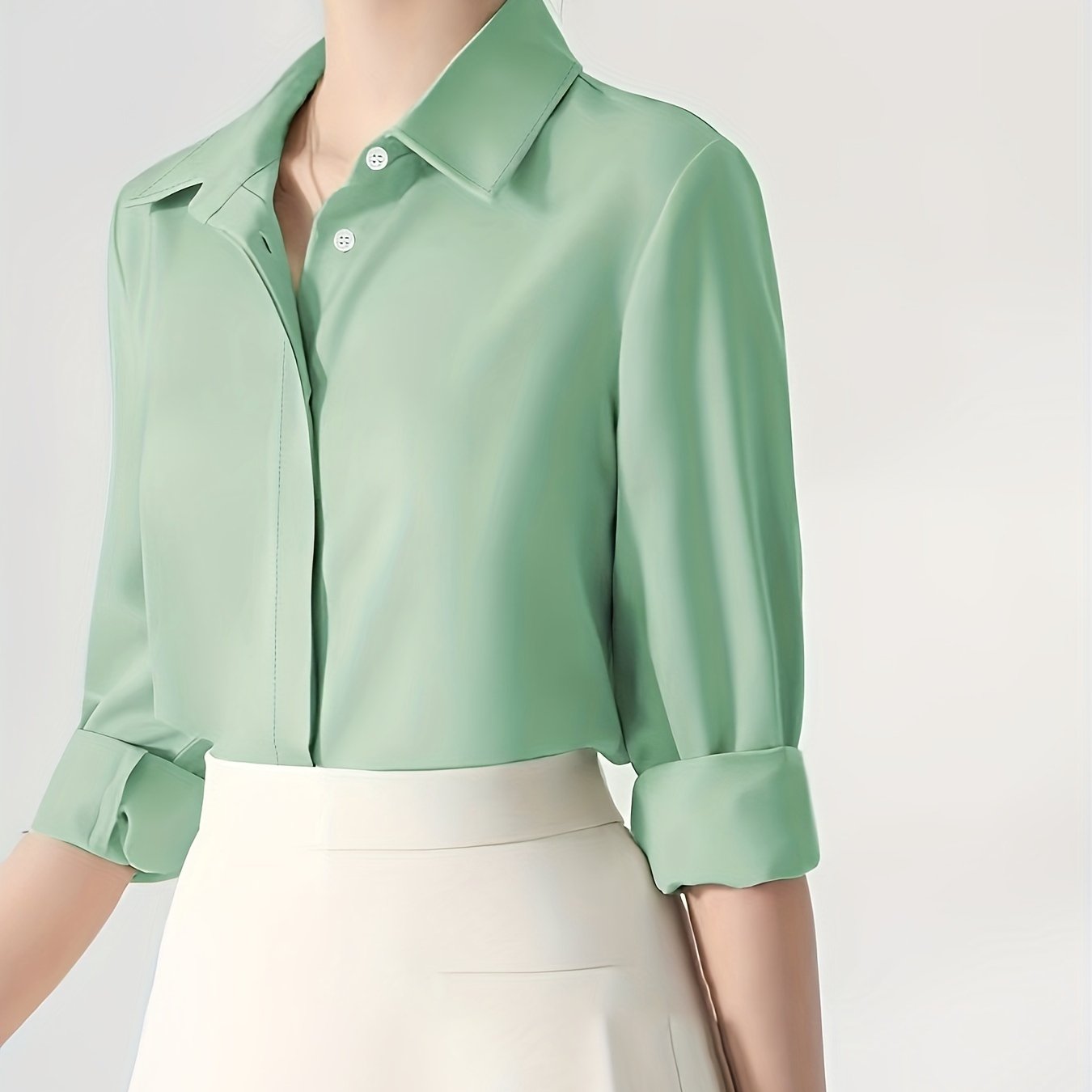 Camisa blanca de manga larga para mujer, poliéster, estilo coreano, corte suelto, primavera y otoño