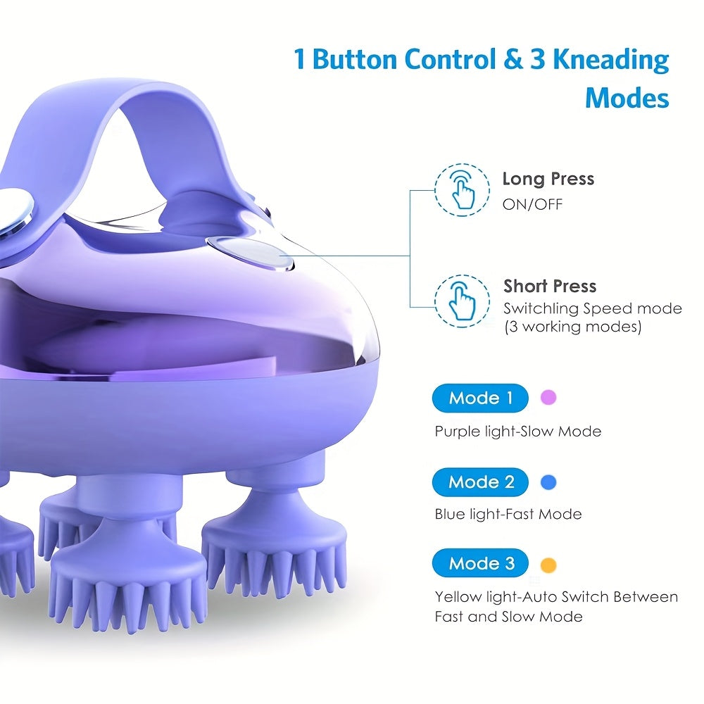 1 dona Elektr Skalplar Massajchi, 8 ta olib tashlanadigan massaj panjalari bilan portativ qayta zaryadlanadigan, 3 tezlik rejimi, Ayollar, Erkaklar, Uy hayvonlari uchun ideal sovg'a.