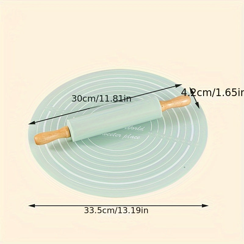 Silicone Baking Set Non-Stick Pastry Mat Rolling Pin Kitchen Accessories