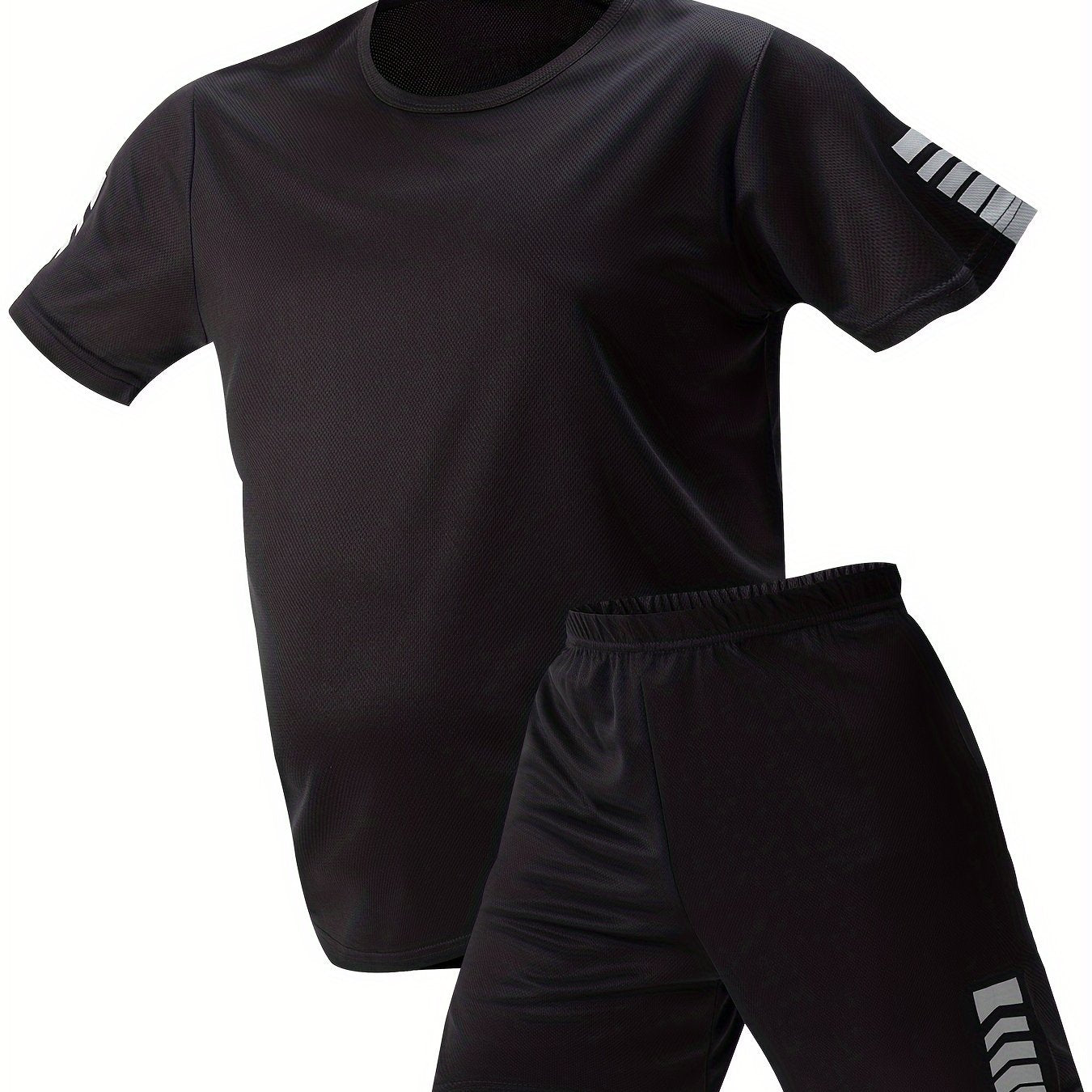 Men's Summer Casual Sports Set T-Shirt and Drawstring Shorts Polyester Print