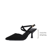 Women's Black Pointed Toe Stiletto Heels with Ankle Strap for Weddings Parties