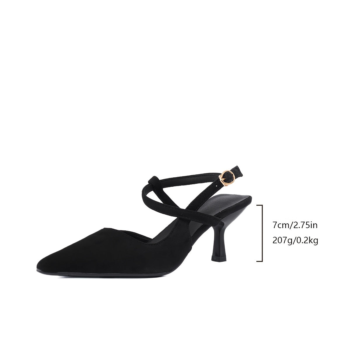 Women's Black Pointed Toe Stiletto Heels with Ankle Strap for Weddings Parties