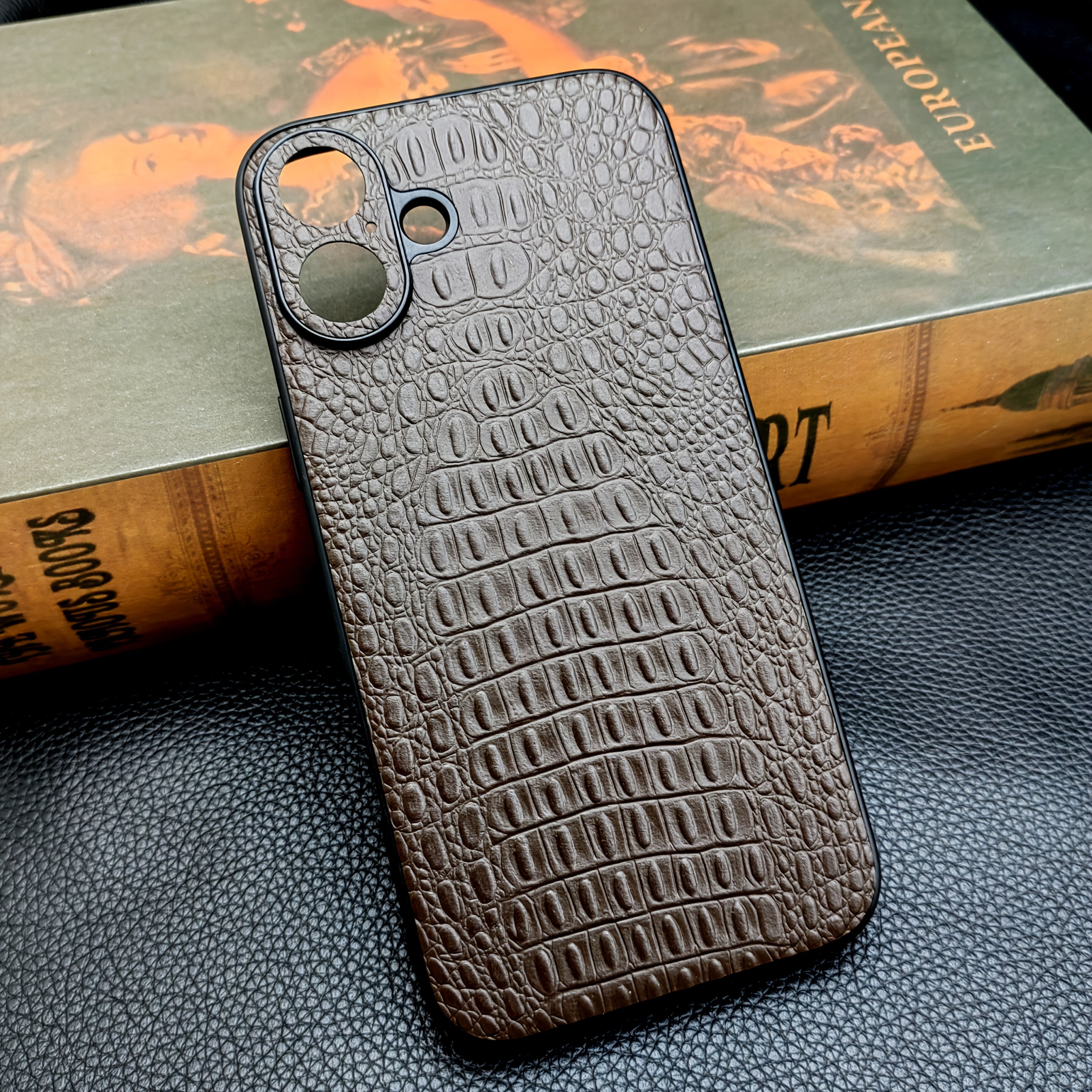 Genuine Leather Phone Case for Apple iPhone 13-16 Series Shockproof and Anti-Slip