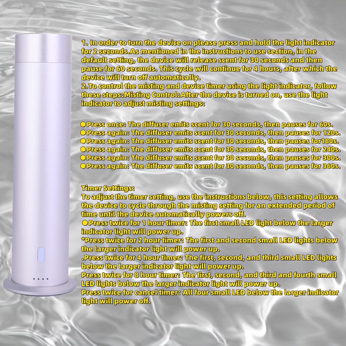 Cylindrical Smart Fragrance Diffuser USB Powered Cold Air No Water Hotel Home Business