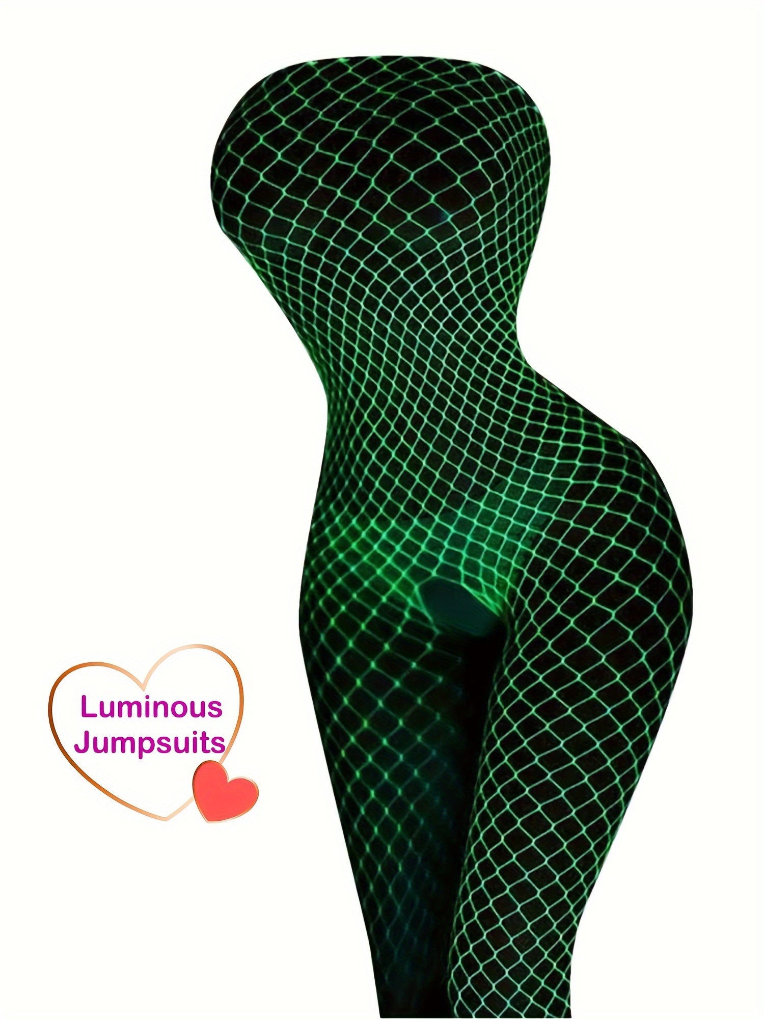 Women's Luminous Fishnet Bodystockings Open Crotch Plus Size Jumpsuits