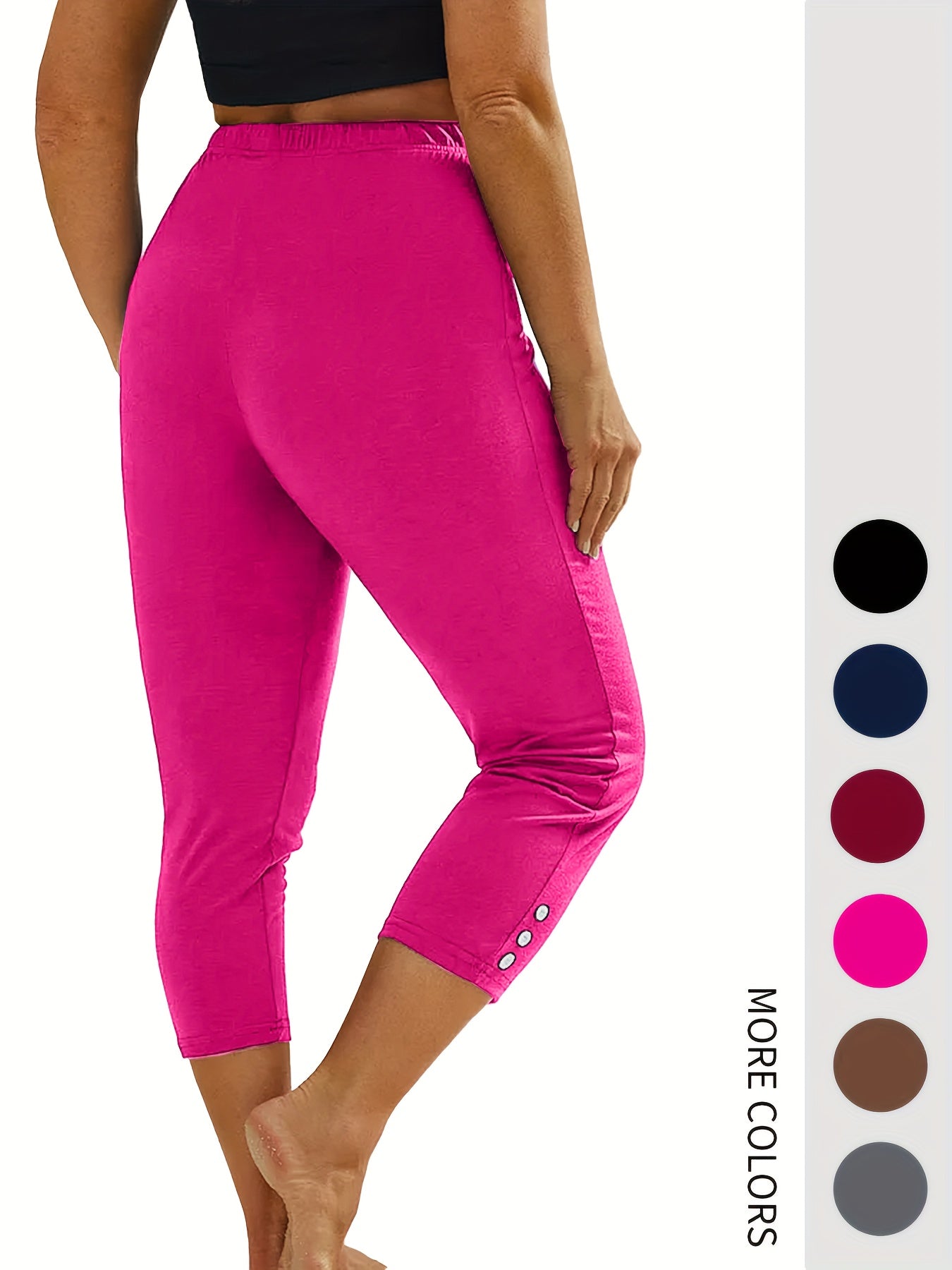 Ayollar uchun keng o'lchamli yuqori belli elastik Capri legginslar, 5 ta, qora yoga mashg'ulotlari uchun shimlar