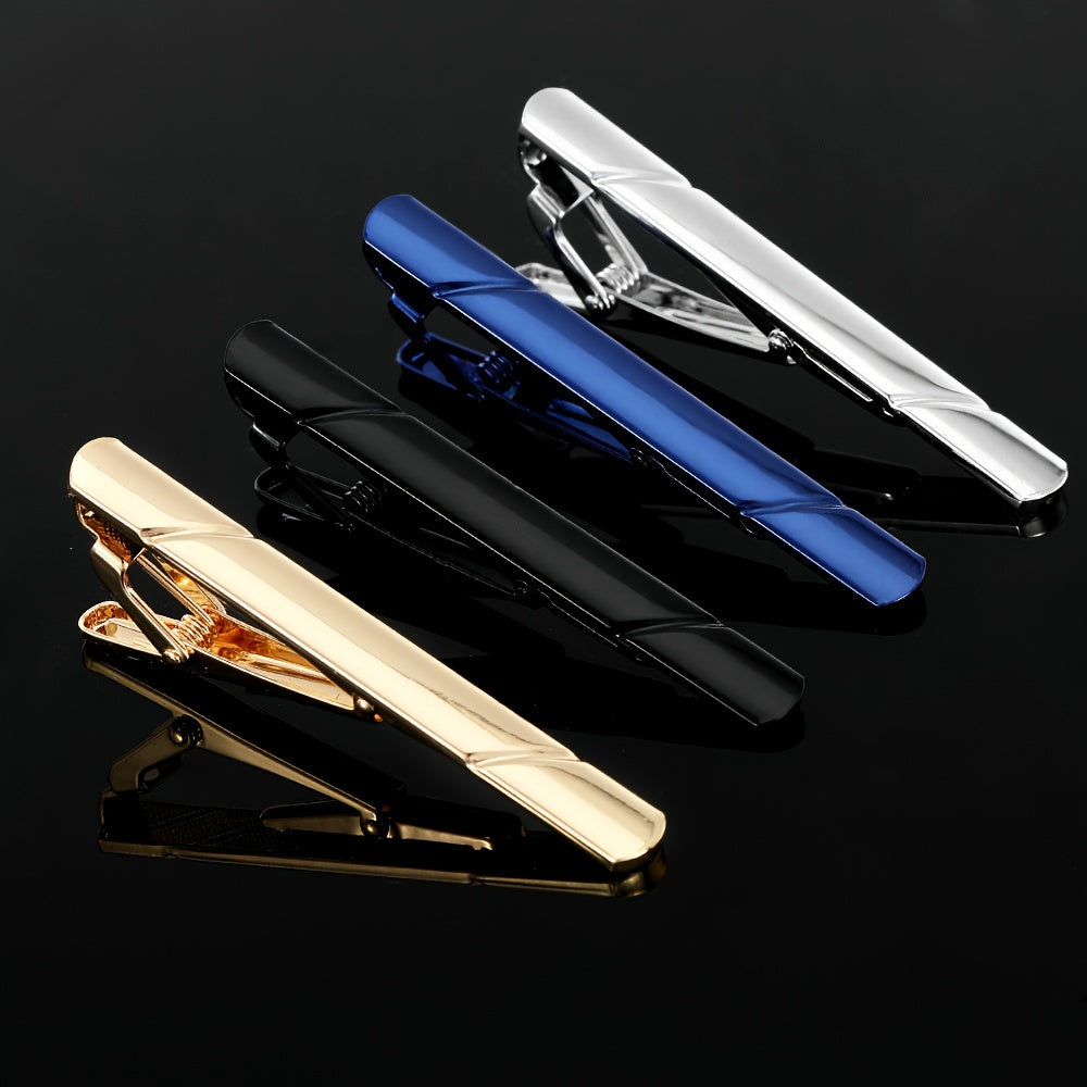 Set of 4 Men's Copper Geometric Tie Clips for Business and Formal Wear