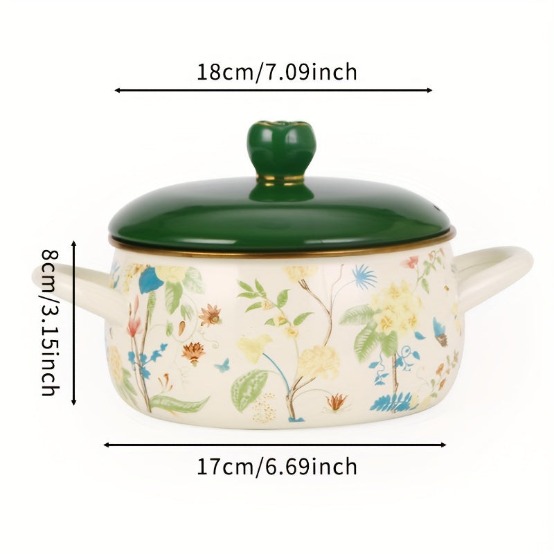 Enamel Cookware Pot with 18cm Diameter for Cooking and Serving