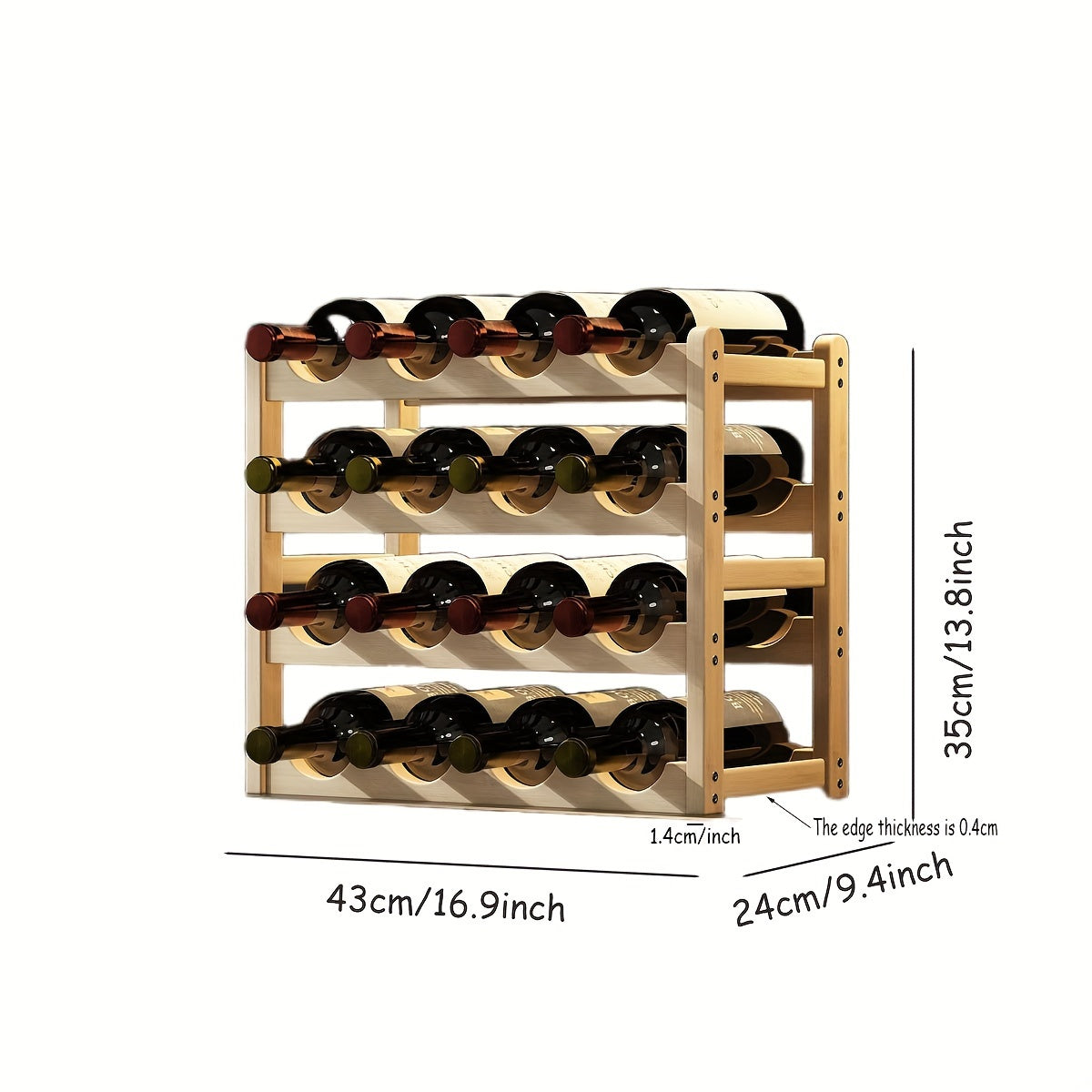 Wood Tiered Wine Bottle Holder with 2/3/4 Tiers Stackable Lacquered