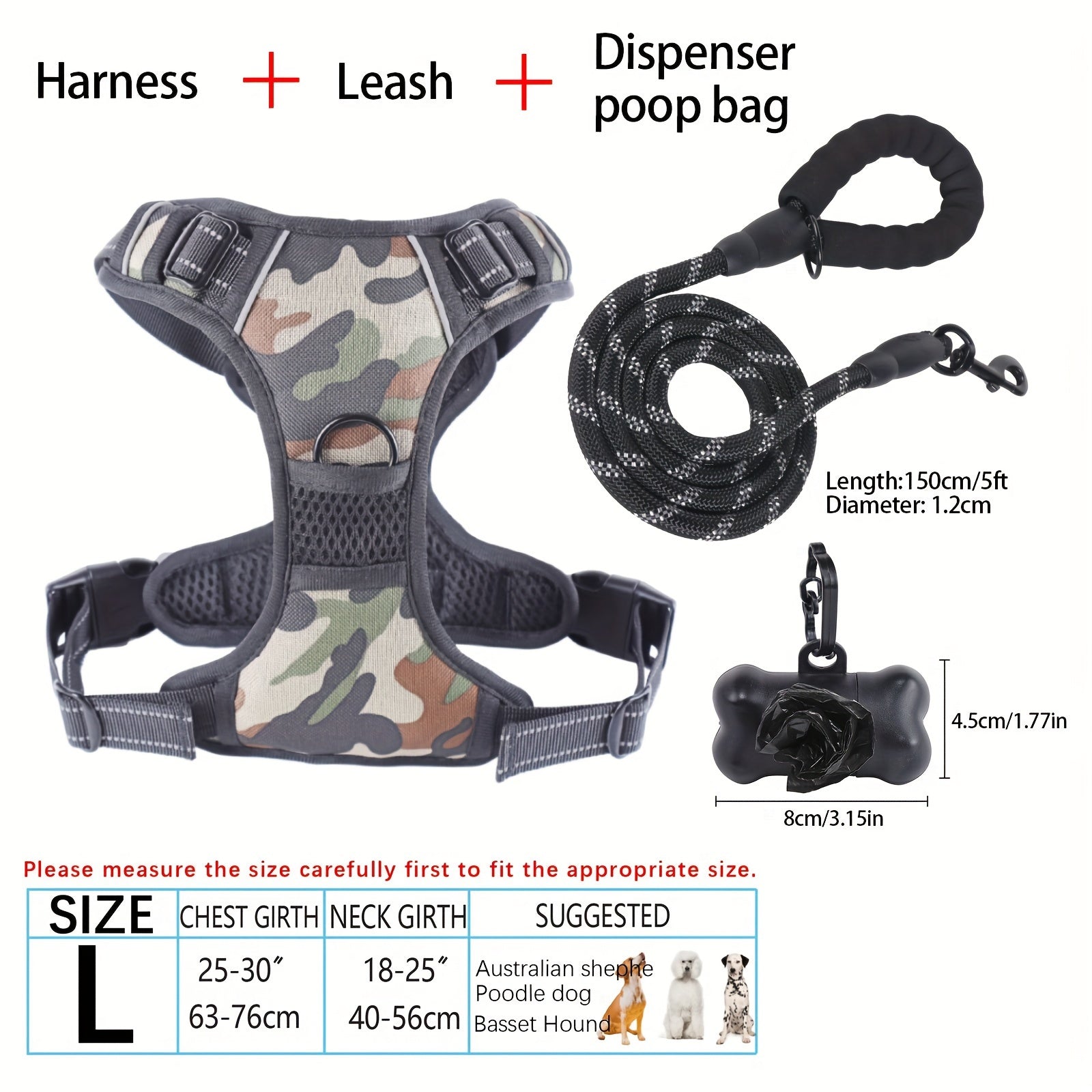 No-Pull Dog Harness and Leash Set with Reflective Features for Medium and Large Dogs