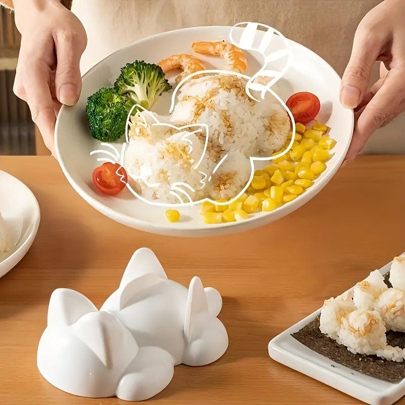 Cat-Shaped Rice Ball Molds Set for Sushi Nori Rolls 200g Capacity