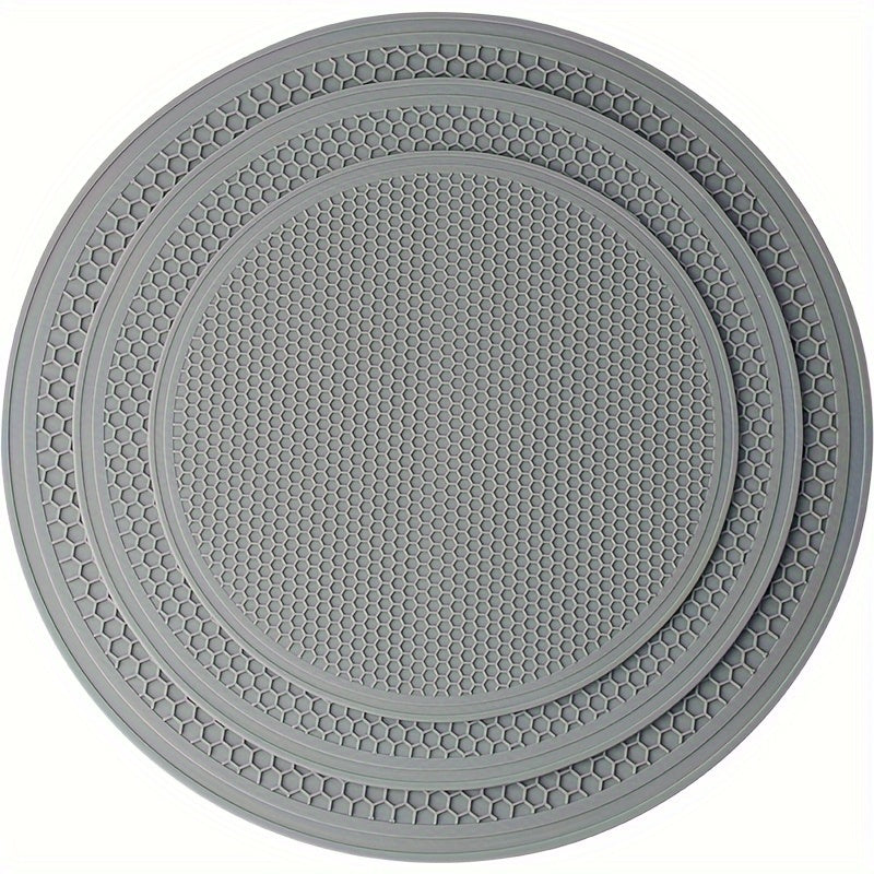 Set of 3 Round Honeycomb Silicone Placemats Non-slip Heat Insulation Table Mats