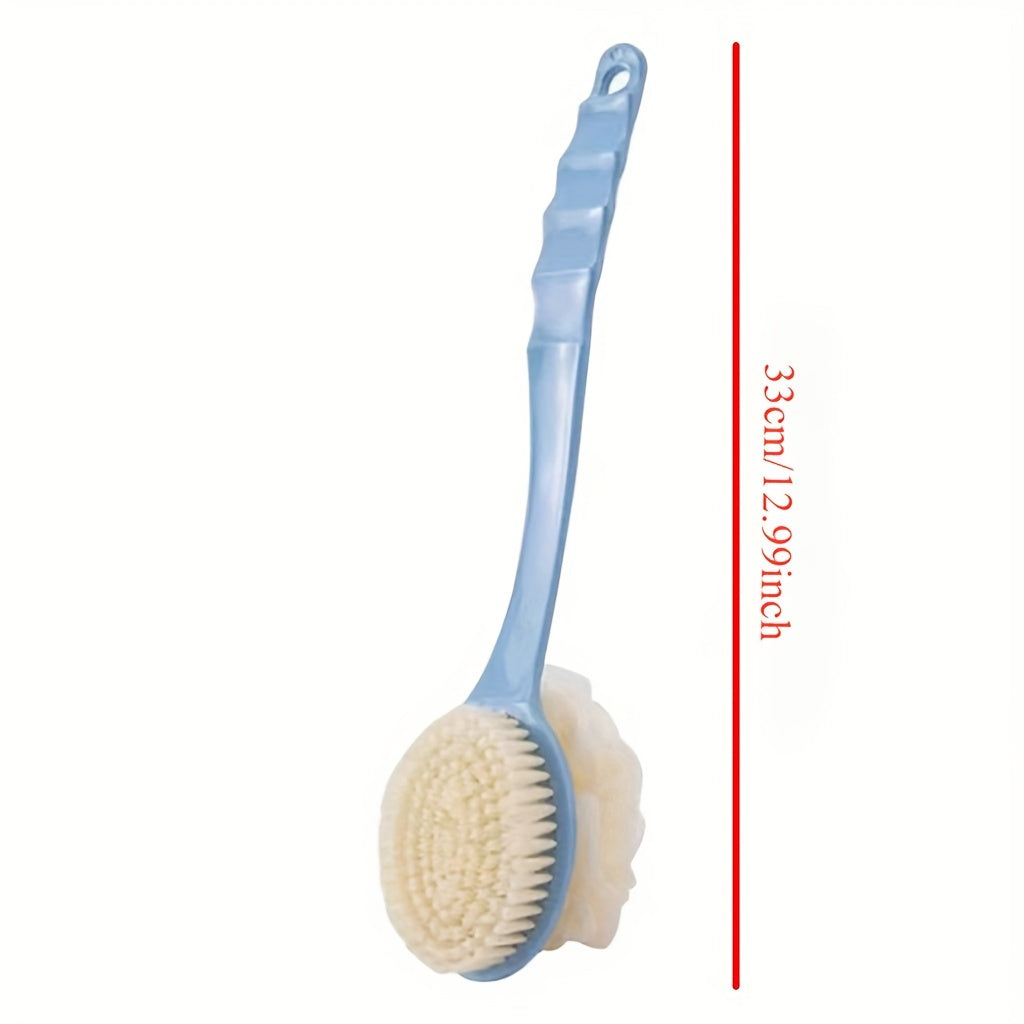 Dual-Headed Bath Brush with Soft Loofah for Back Scrubbing Oil-Free Battery-Free