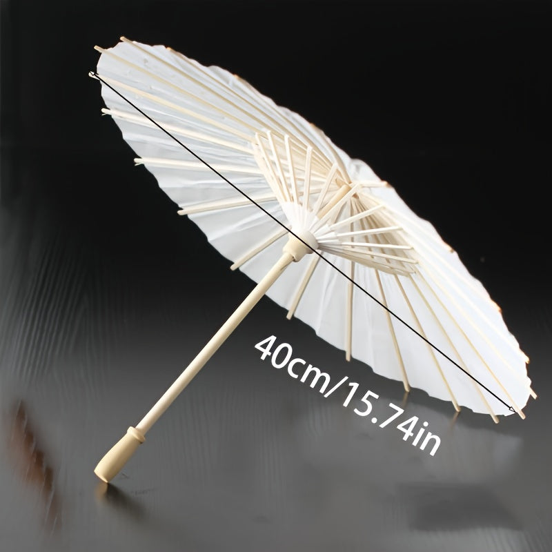 White Oil Paper Umbrella for Weddings and Photos Sun-Blocking Round Modern Style